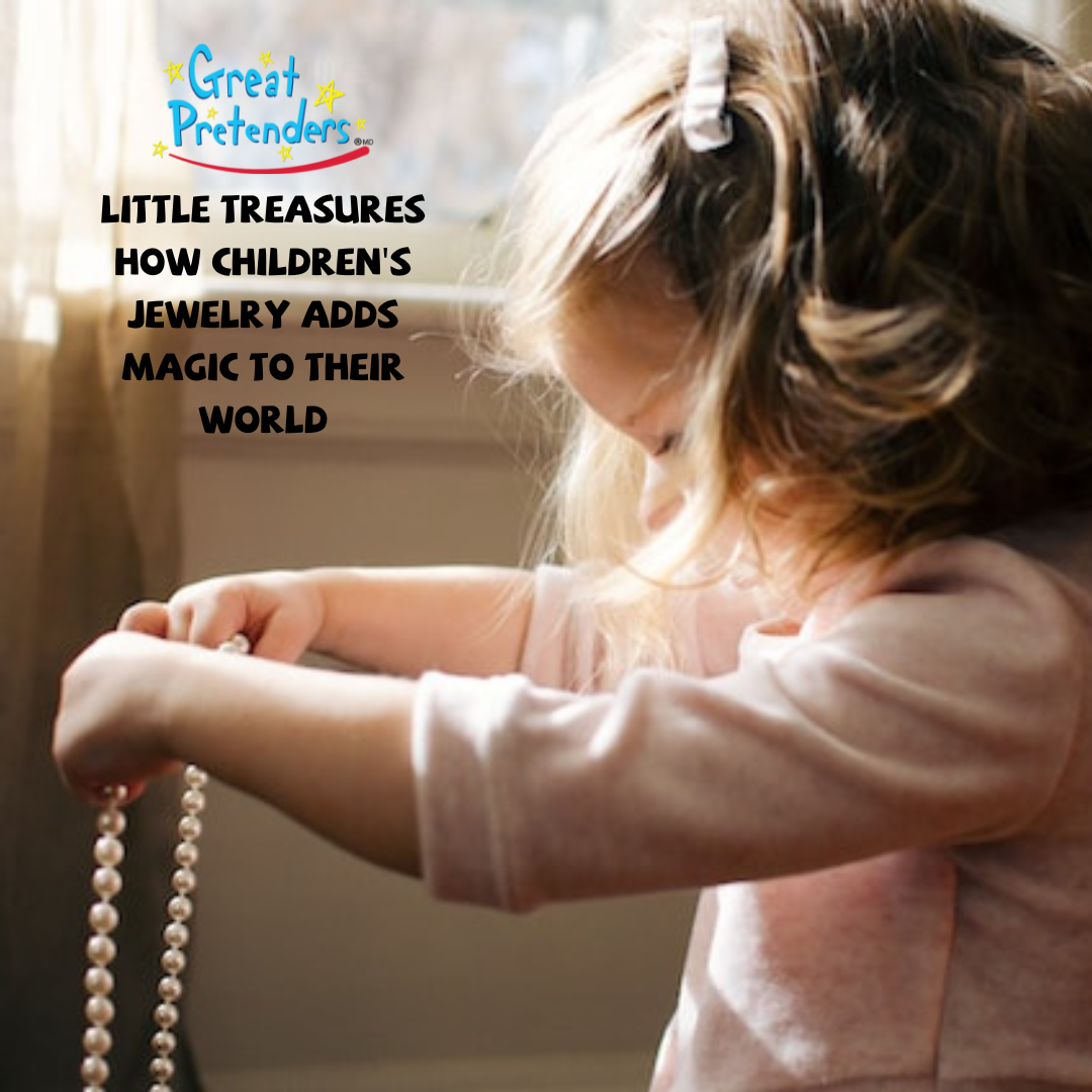 Little girl wearing a pink dress playing with jewelry