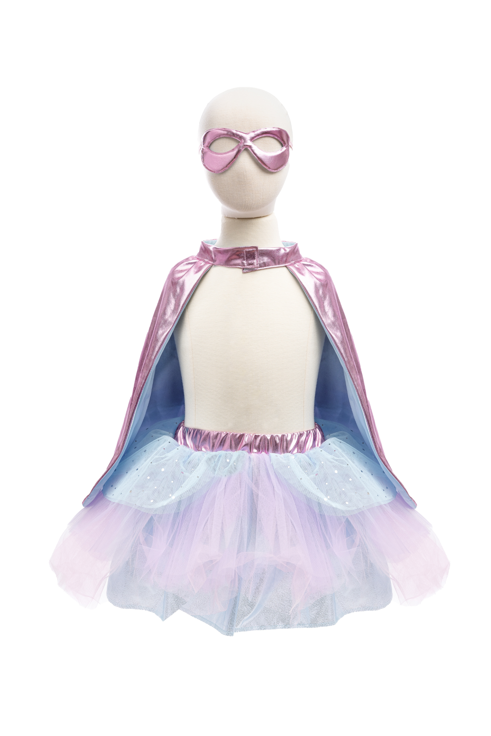Super-duper Tutu, Cape & Mask-Skirts & Tutus-Retail-Size 4-6-Pink/Light Blue-Great Pretenders USA