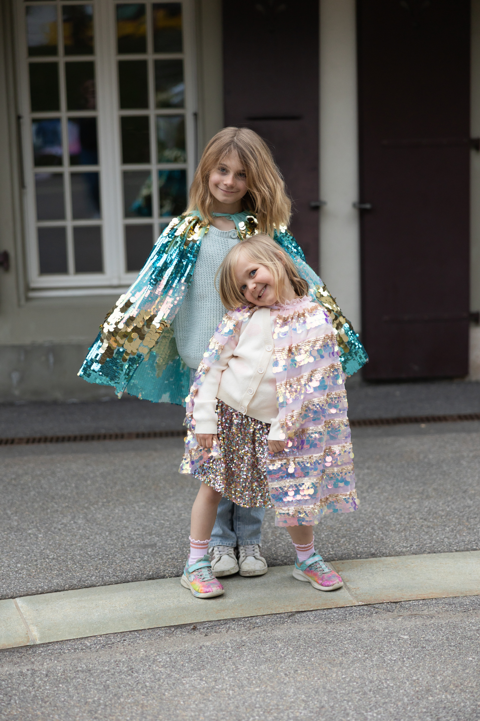 The 5th Avenue Paillette Cape, Gold/Light Pink
