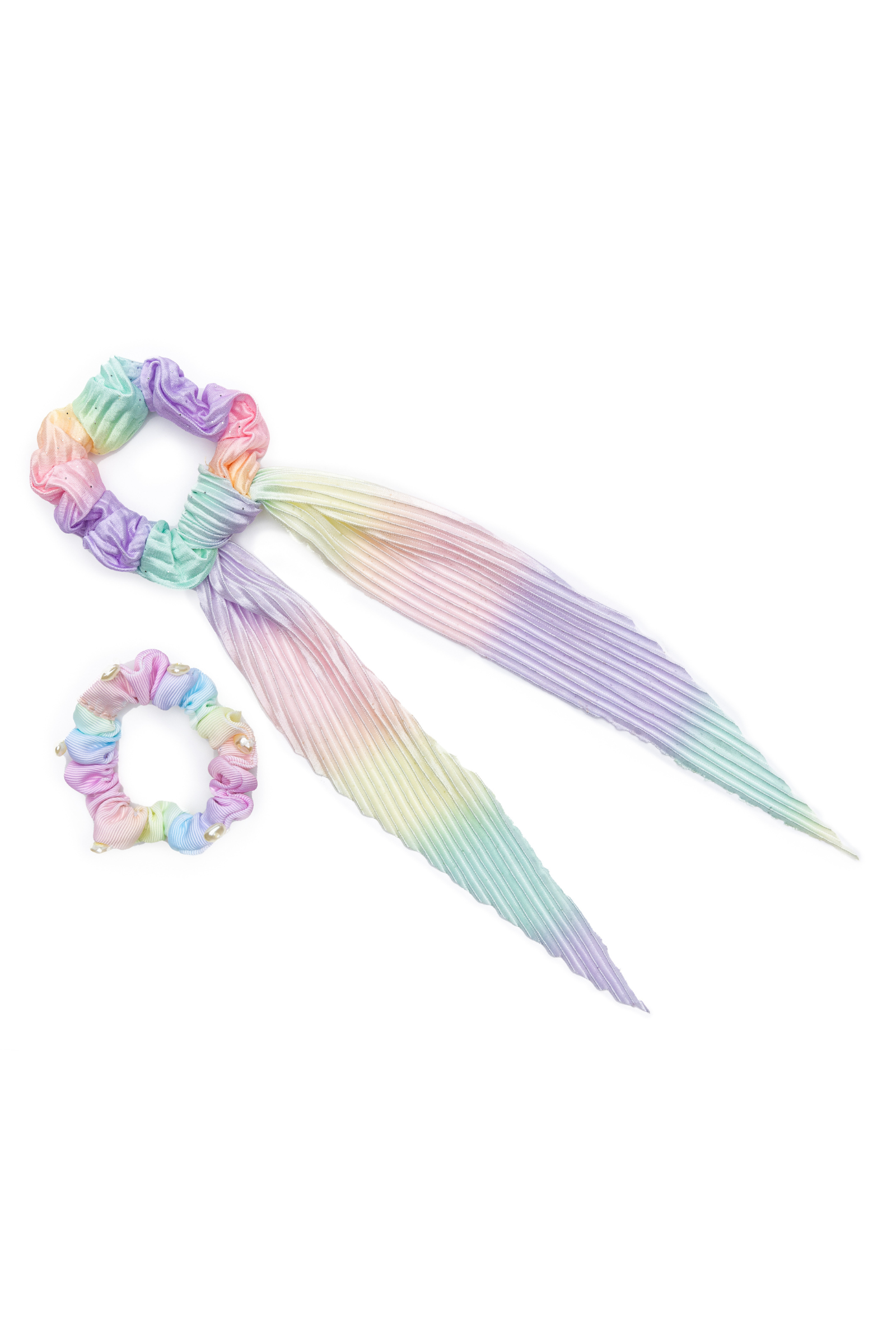 Pastel Rainbow Scrunchies,2pcs Assorted