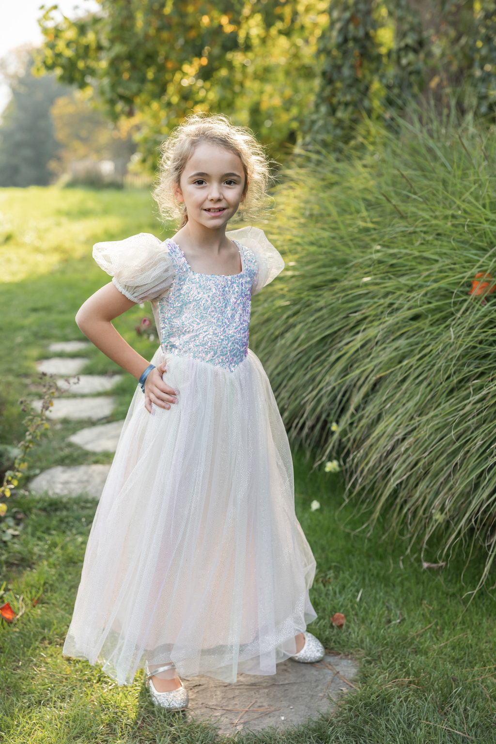 open lace back dress Rainbow Sherbert Sparkle Dress Size 5-6