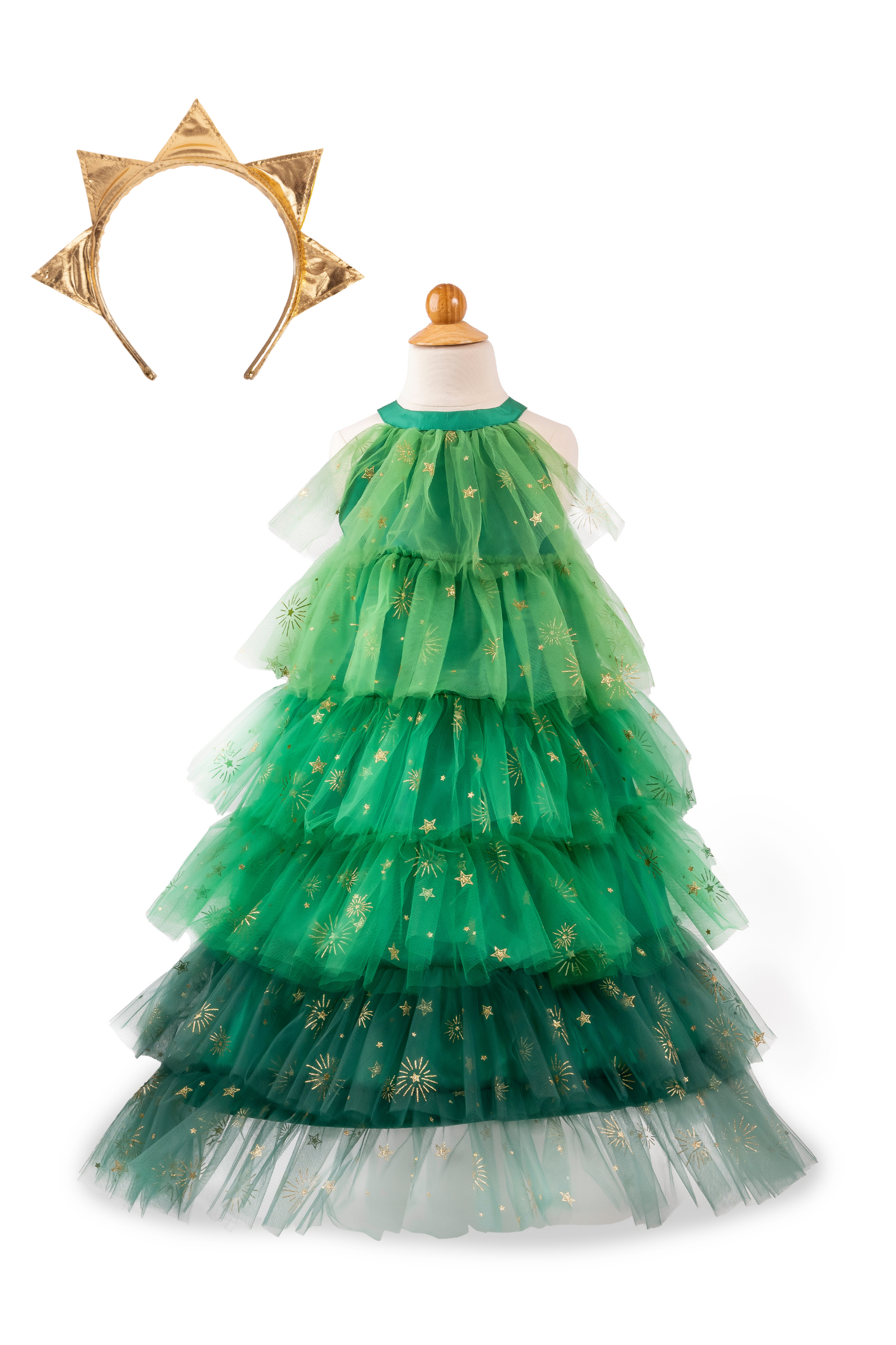 Christmas Tree Dress with Headpiece-Dresses-Retail-Size 3-4-Green-Great Pretenders USA