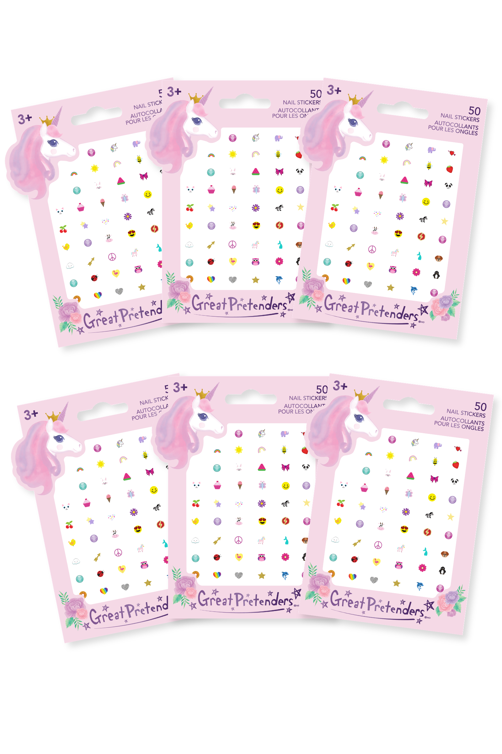6 Packs Unicorn Nail Stickers
