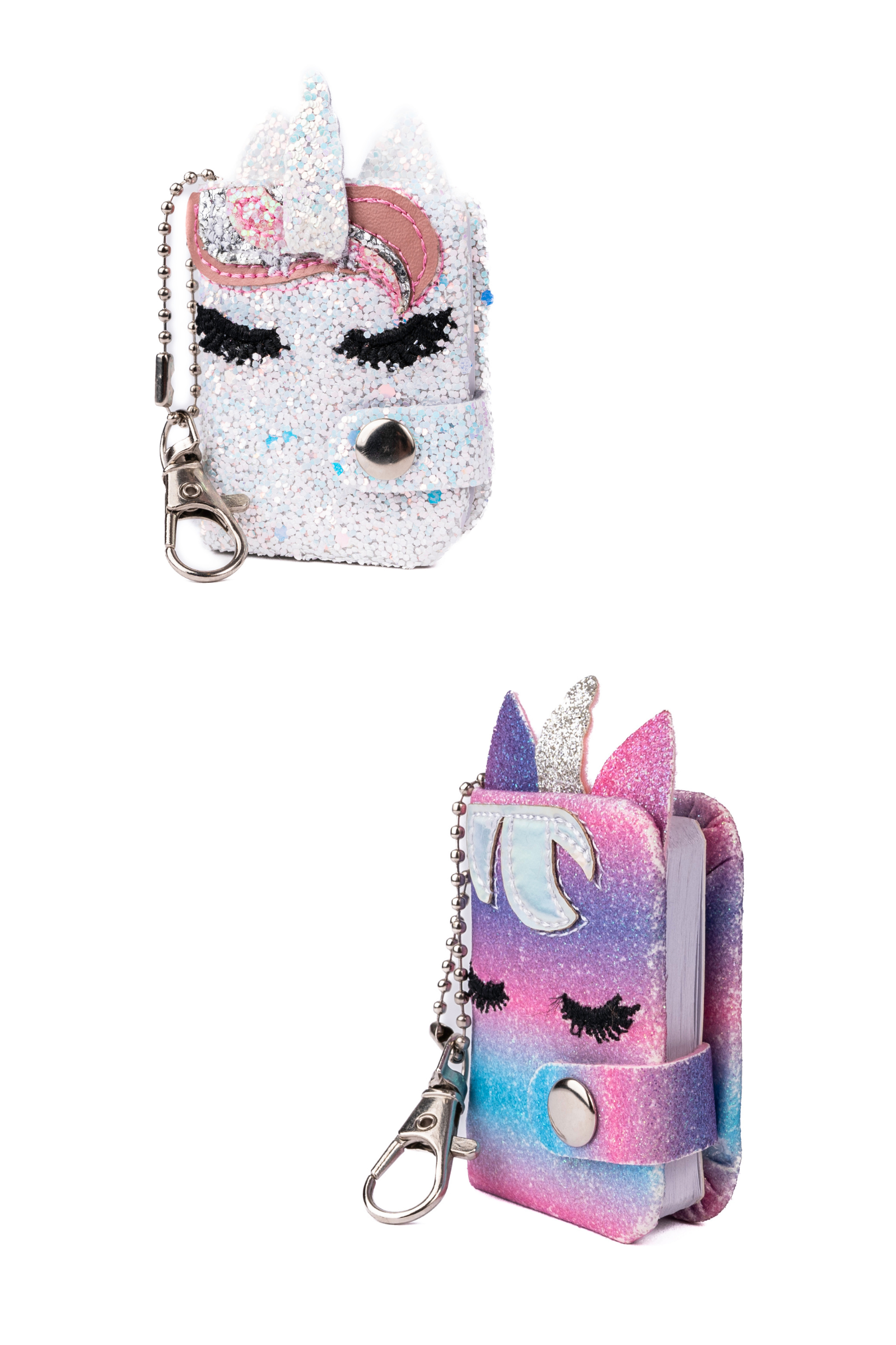 Mini Sparkly Friends Keychain Journals, 2pcs Assorted