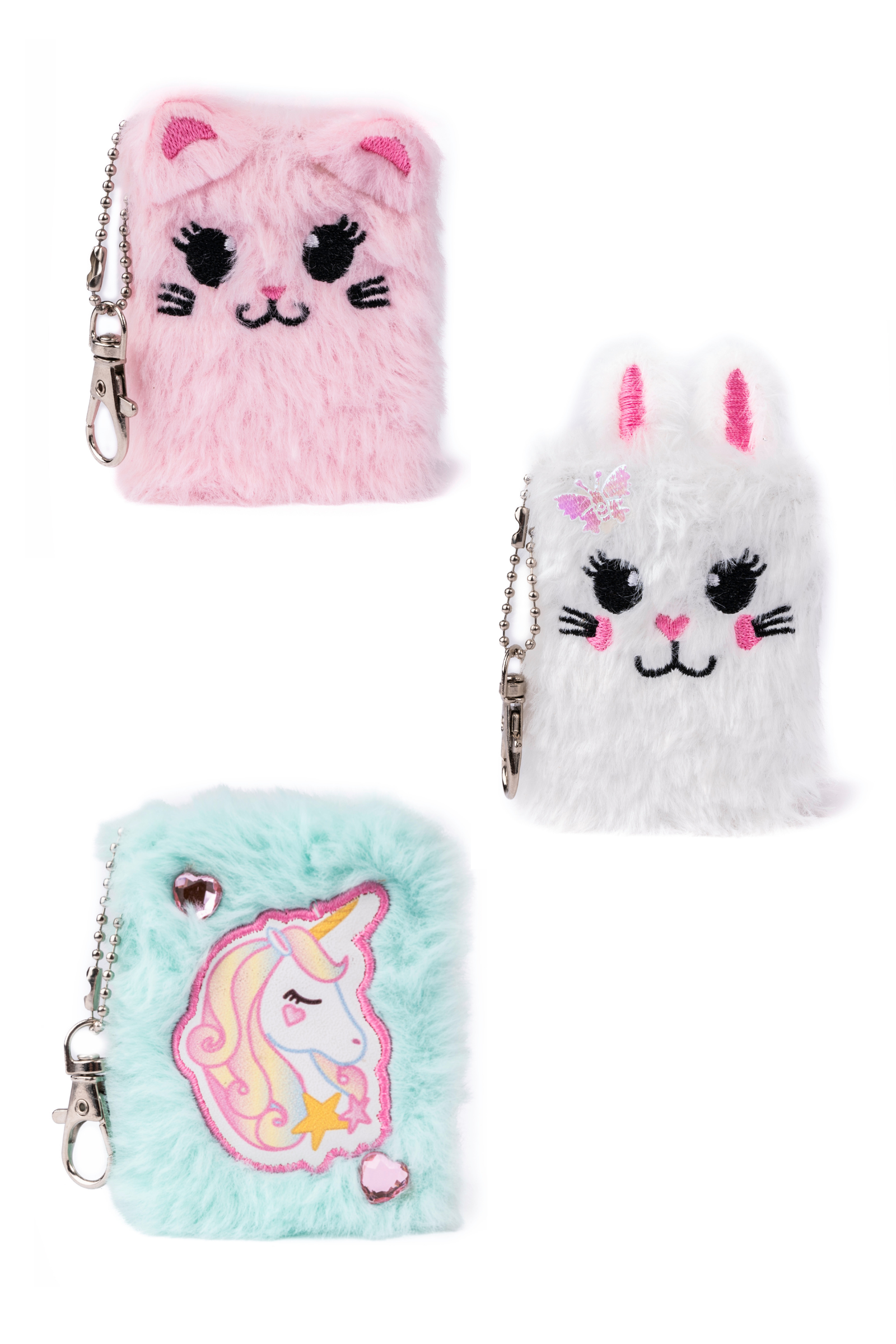 Mini Furry Friends Keychain Journals, Assorted