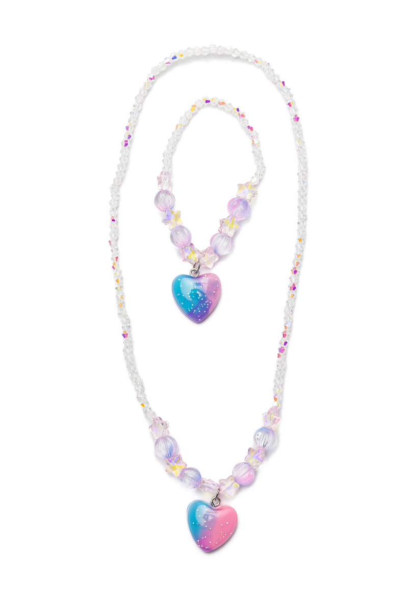 Galaxy Heart Necklace & Bracelet Set (2 pcs)