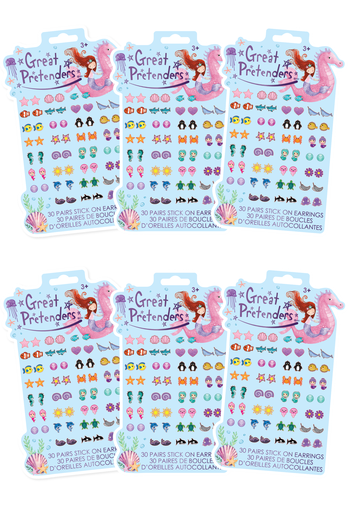 6 Packs of Mermaid Sticker Earrings