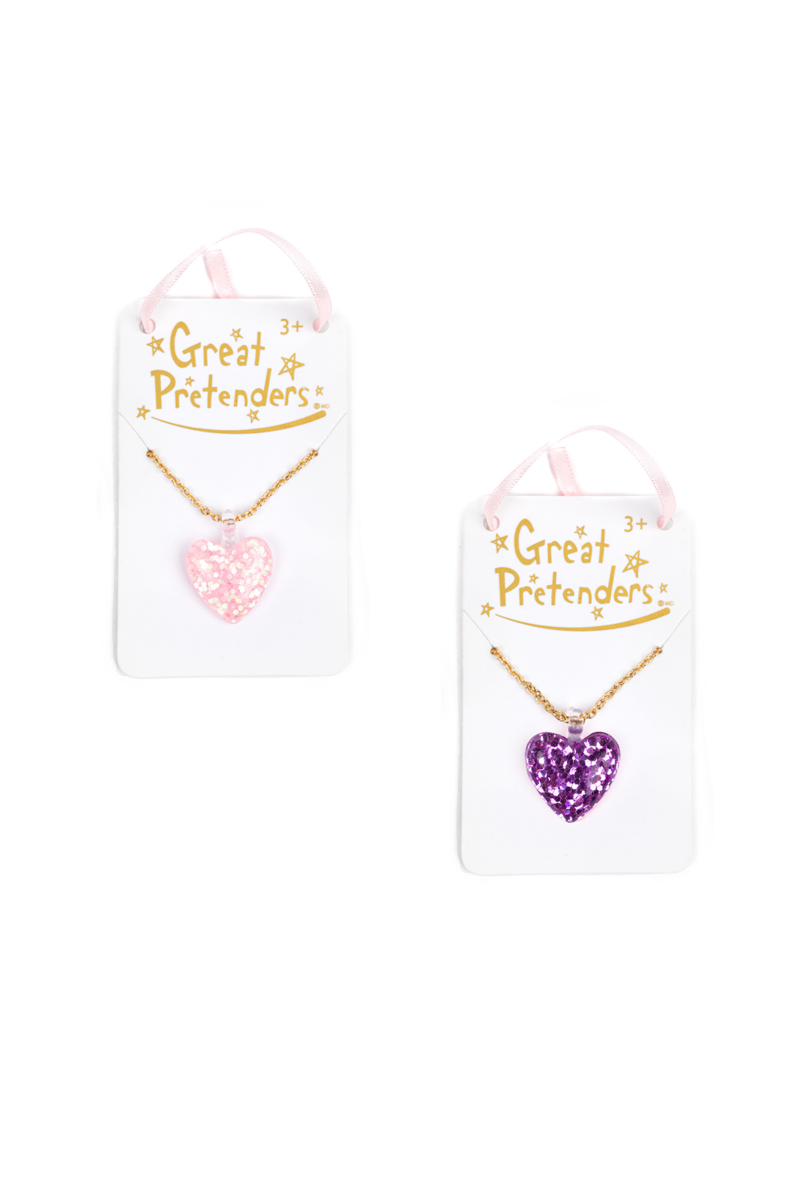 Boutique Glitter Heart Necklaces, 2pcs Assorted