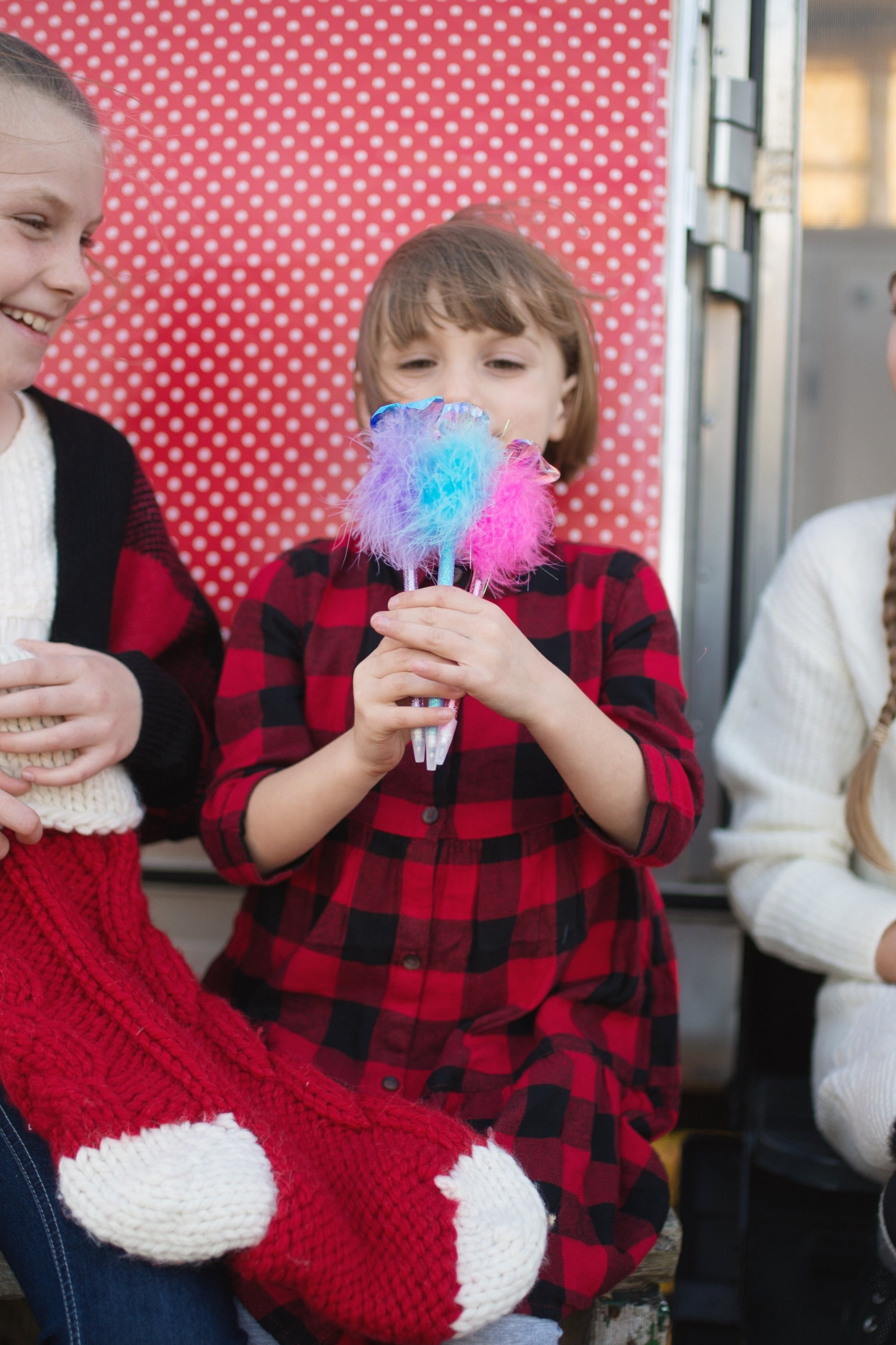 Diamond Gem Fluffy Pens, 4pcs Assorted