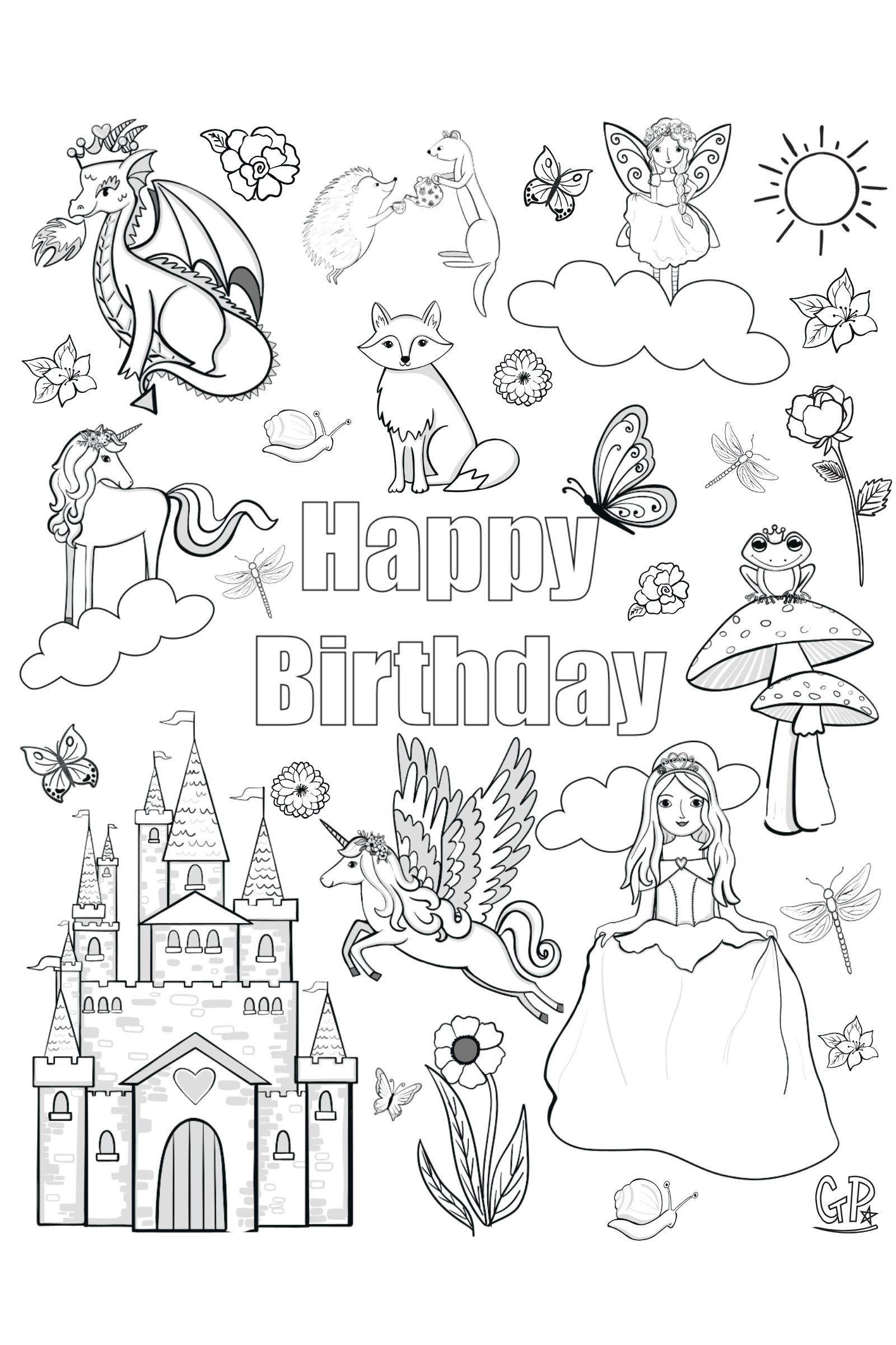 Princess Birthday Coloring Page