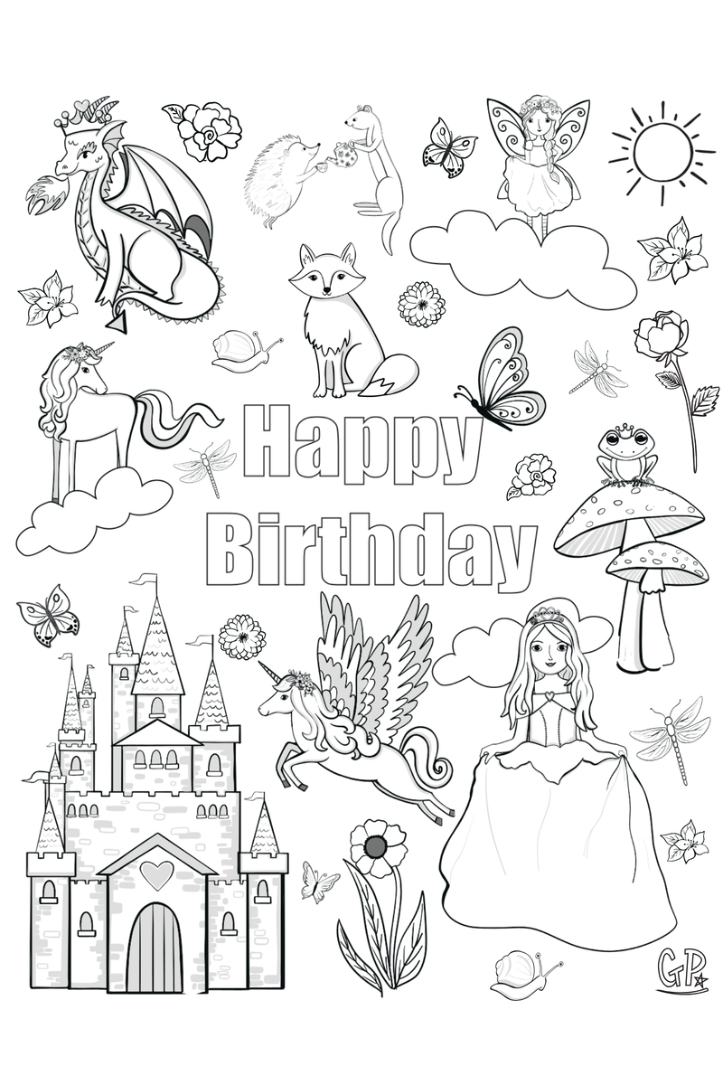 Princess Birthday Coloring Page