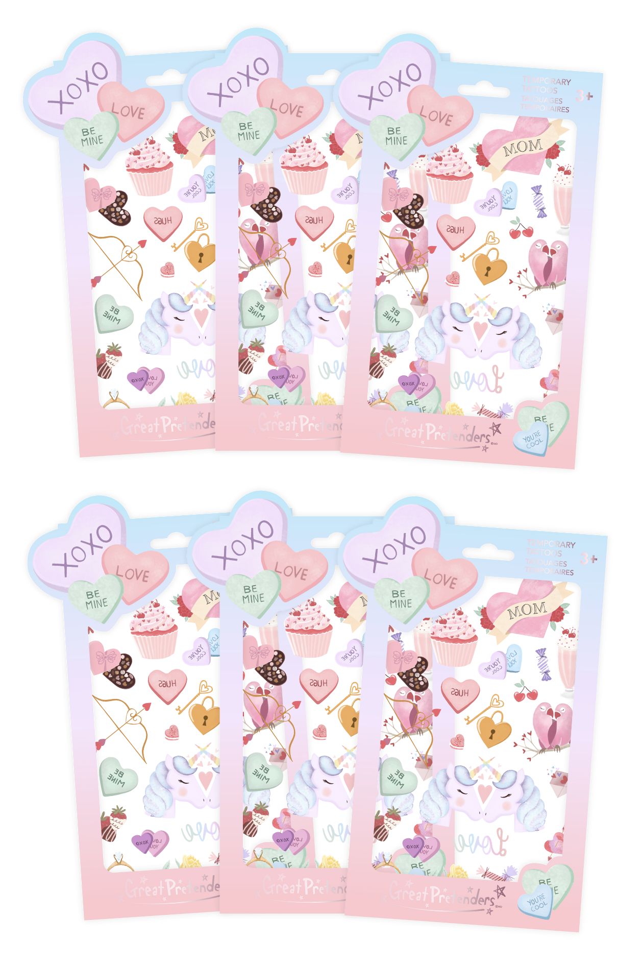 Candy Heart Love Temporary Tattoo Bundle