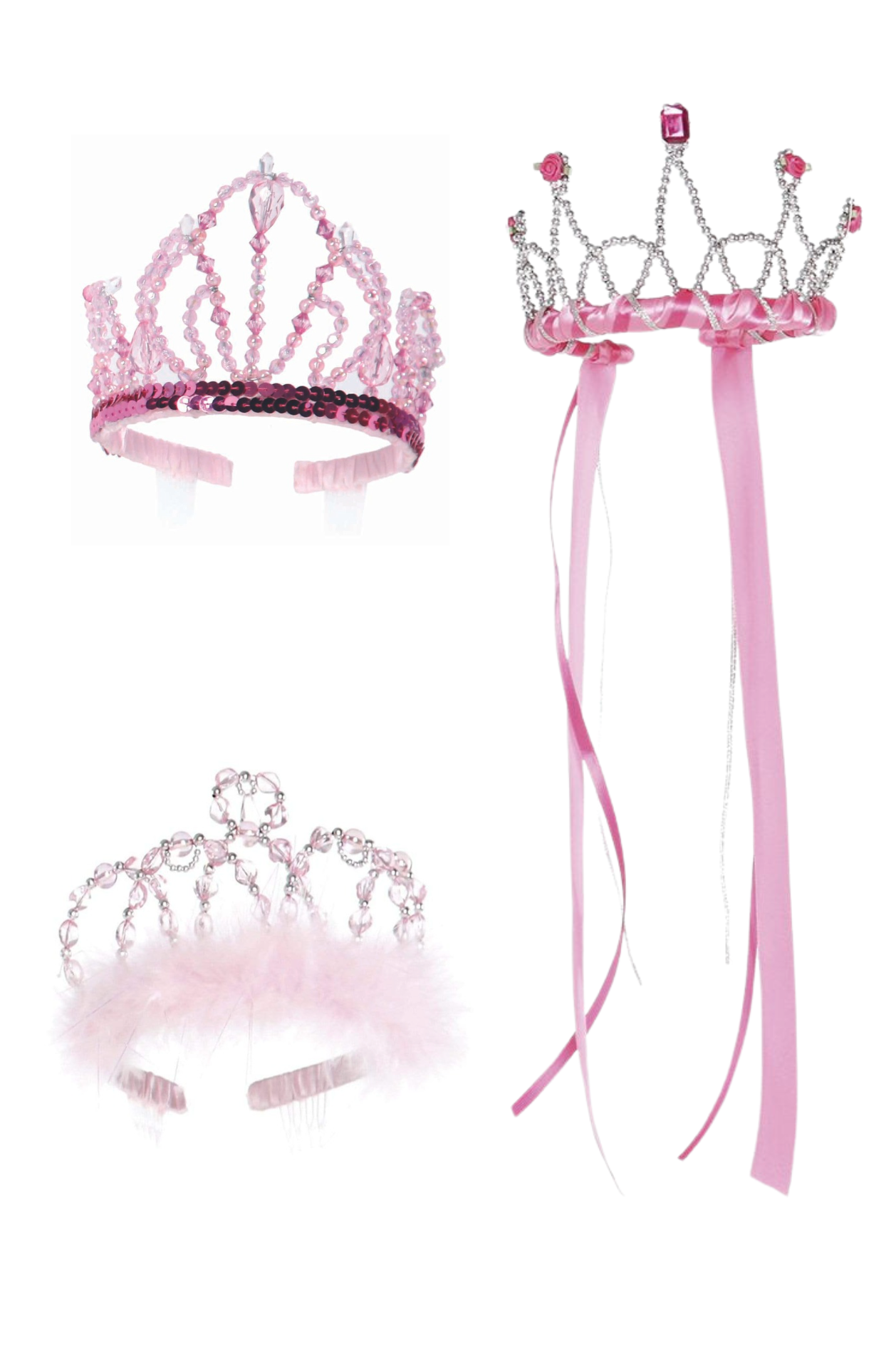Deluxe Princess Tiara Dark Pink Bundle