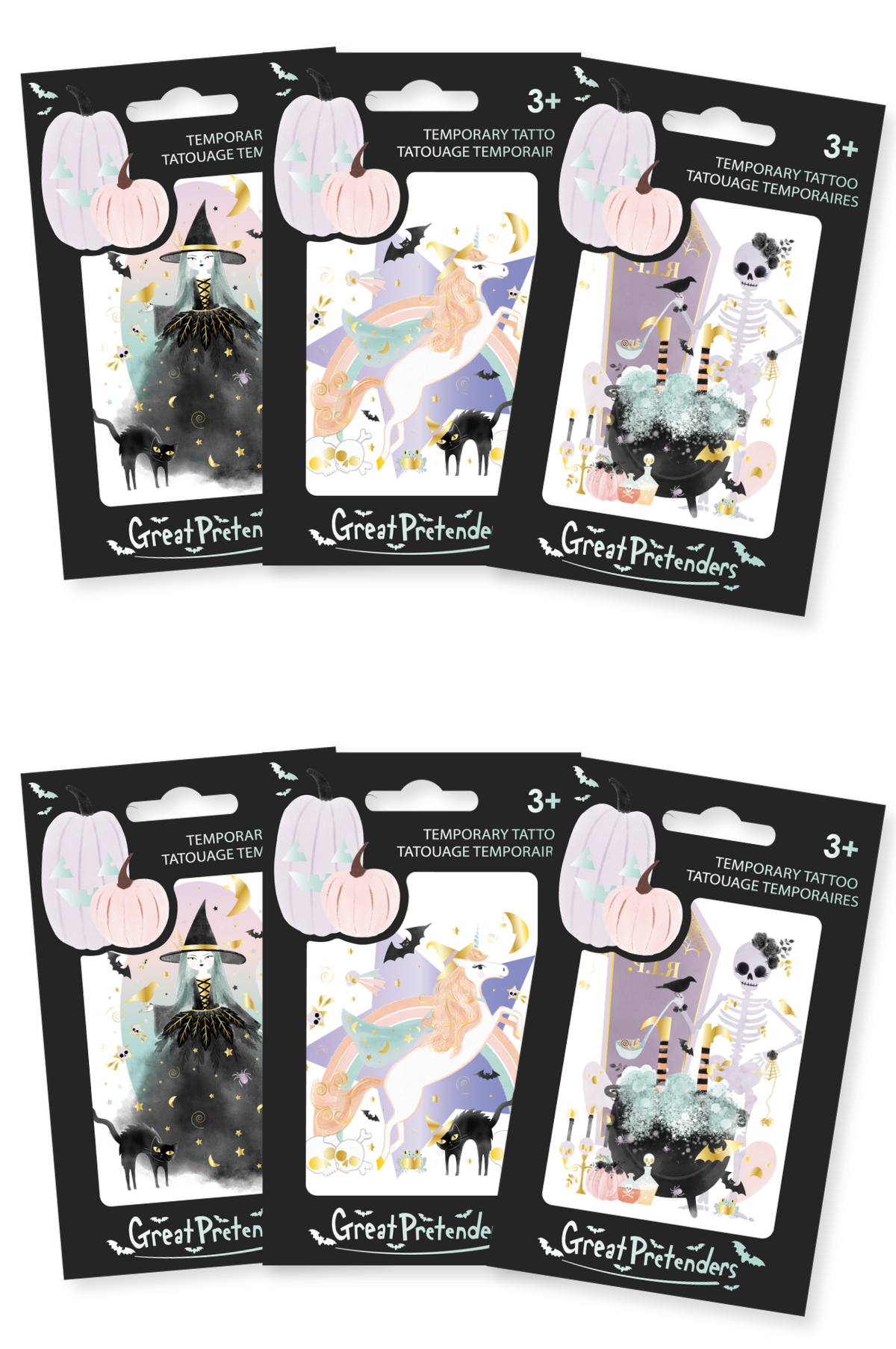 Raven The Halloween Witch Temporary Assorted Tattoo Bundle