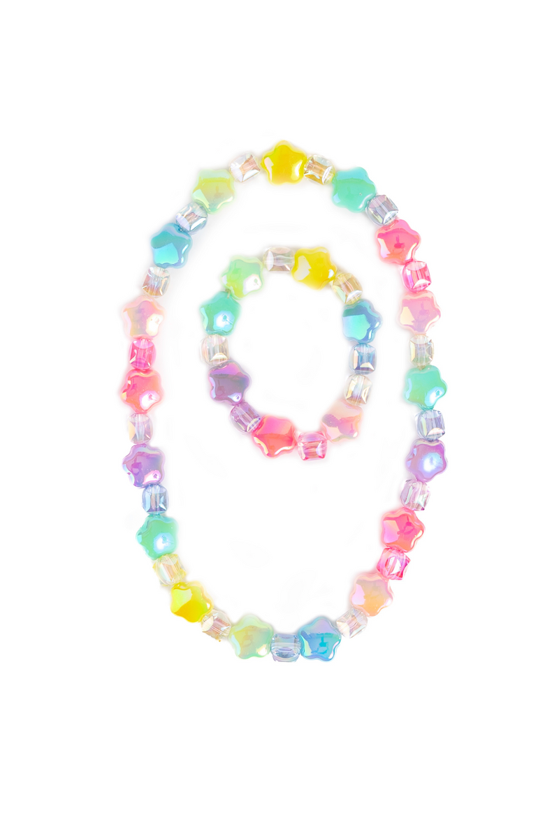 Wish Upon a Rainbow Star Necklace & Bracelet Set, 2pc