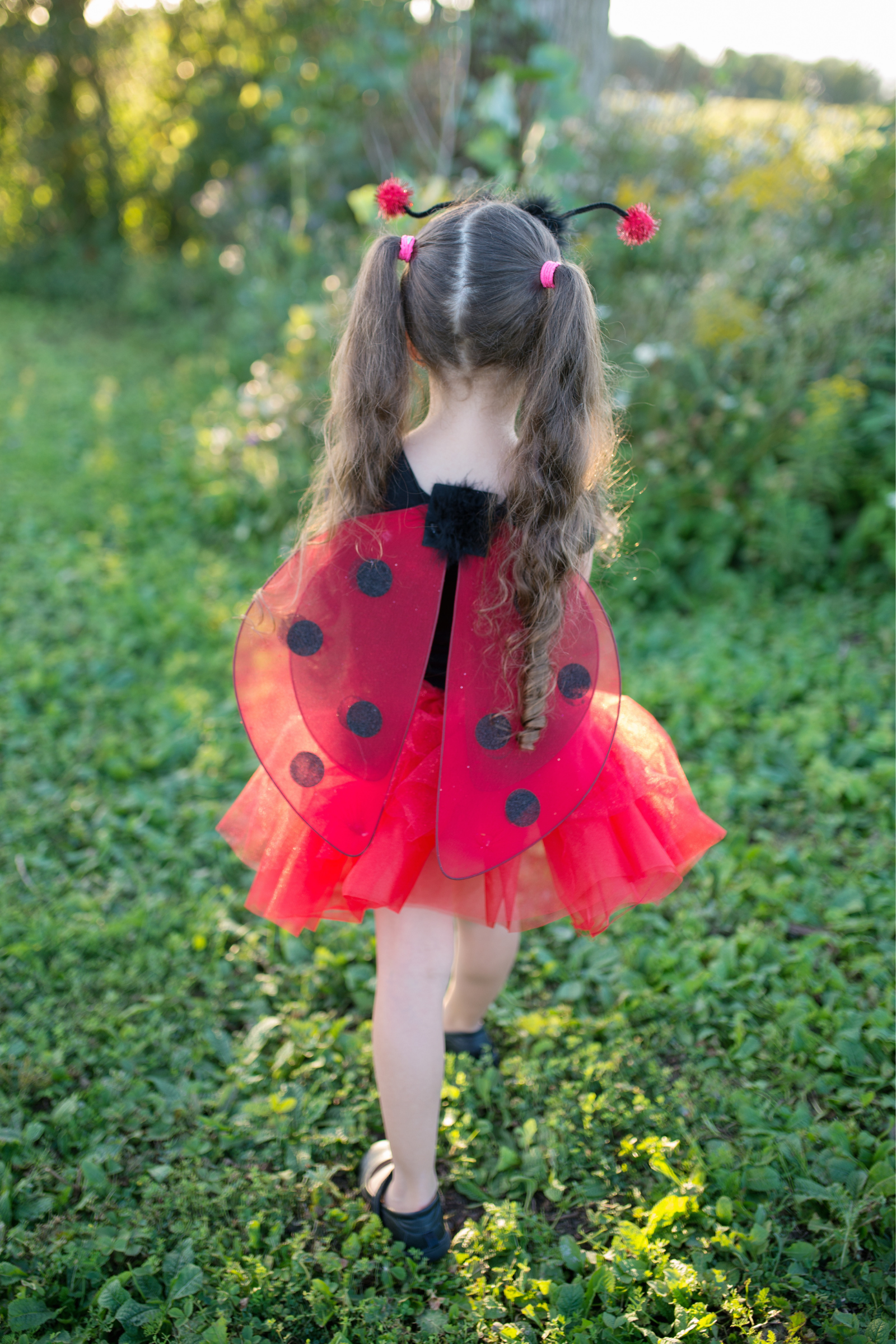 Girls Ladybug Costume - Complete Kids Costume Set with Polka Dot Tutu Skirt  & Antenna Headband