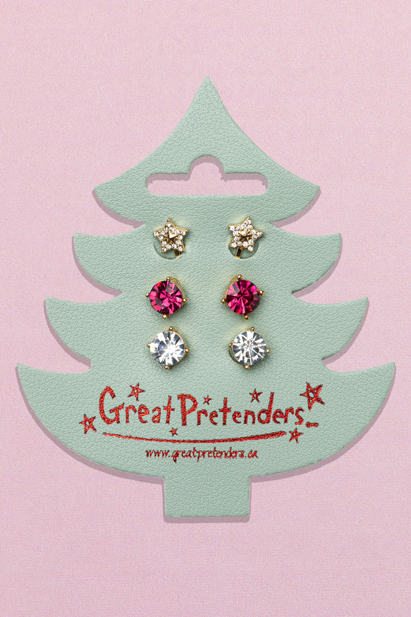 Holiday Pleather Tree Clip on Earrings