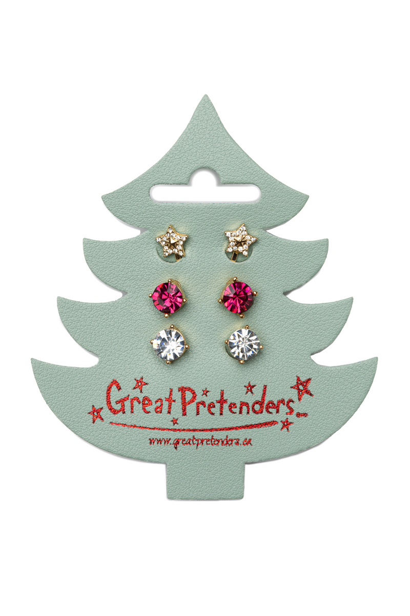 Holiday Pleather Tree Clip on Earrings