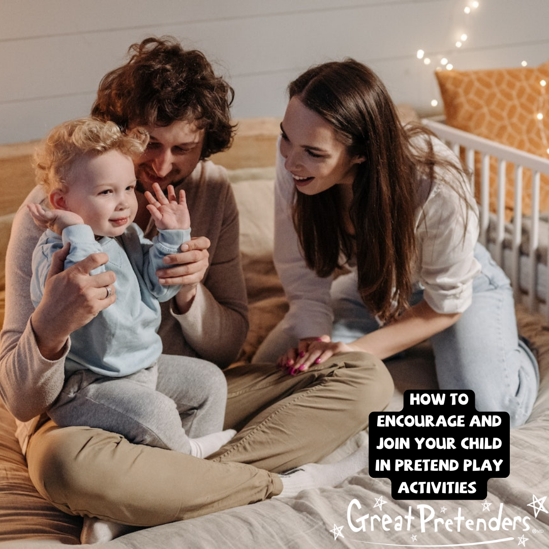 Parents playing and talking to their child.