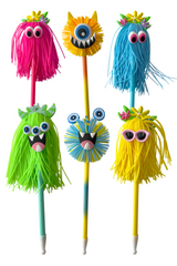 Mighty Monster Pens, 6pcs Assorted
