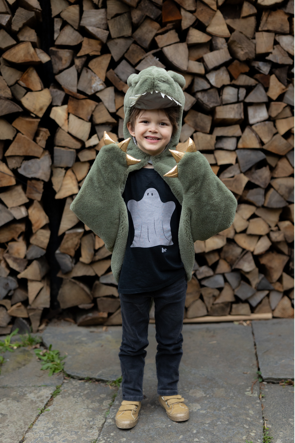 For Kids: Green T-Rex Cuddle Cape (size 3-4T)