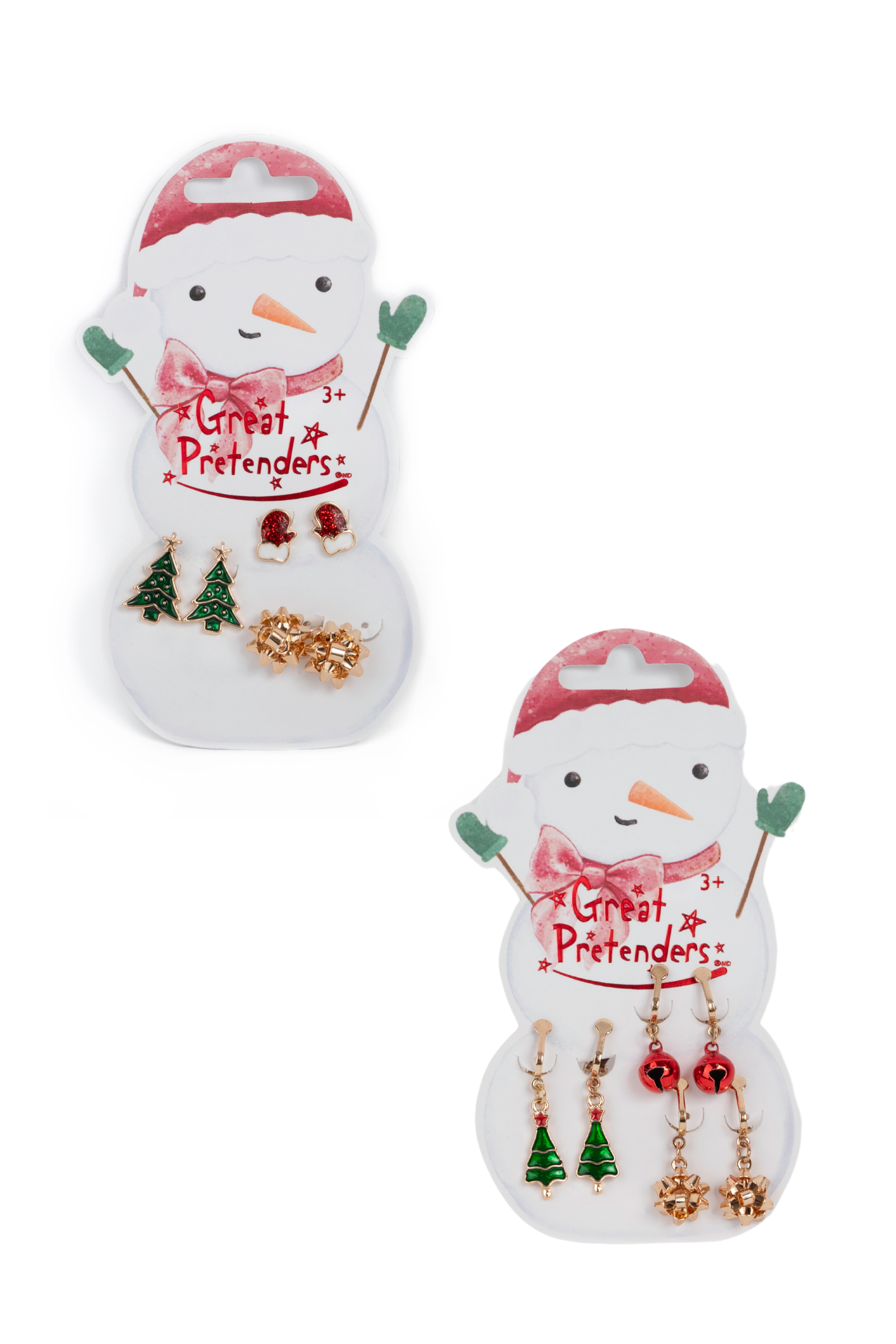 Snowman Pierced & Clip On Earrings, 2pcs Assorted
