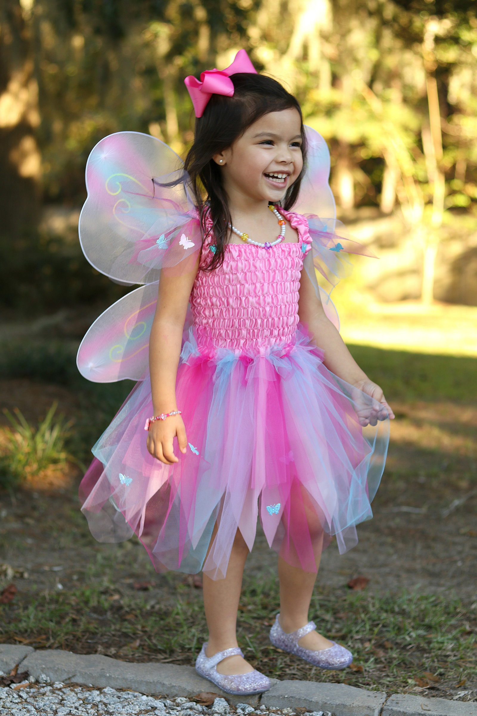 Little Girl Fairy Wings Pink Dress Stock Photo 1369166300 | Shutterstock