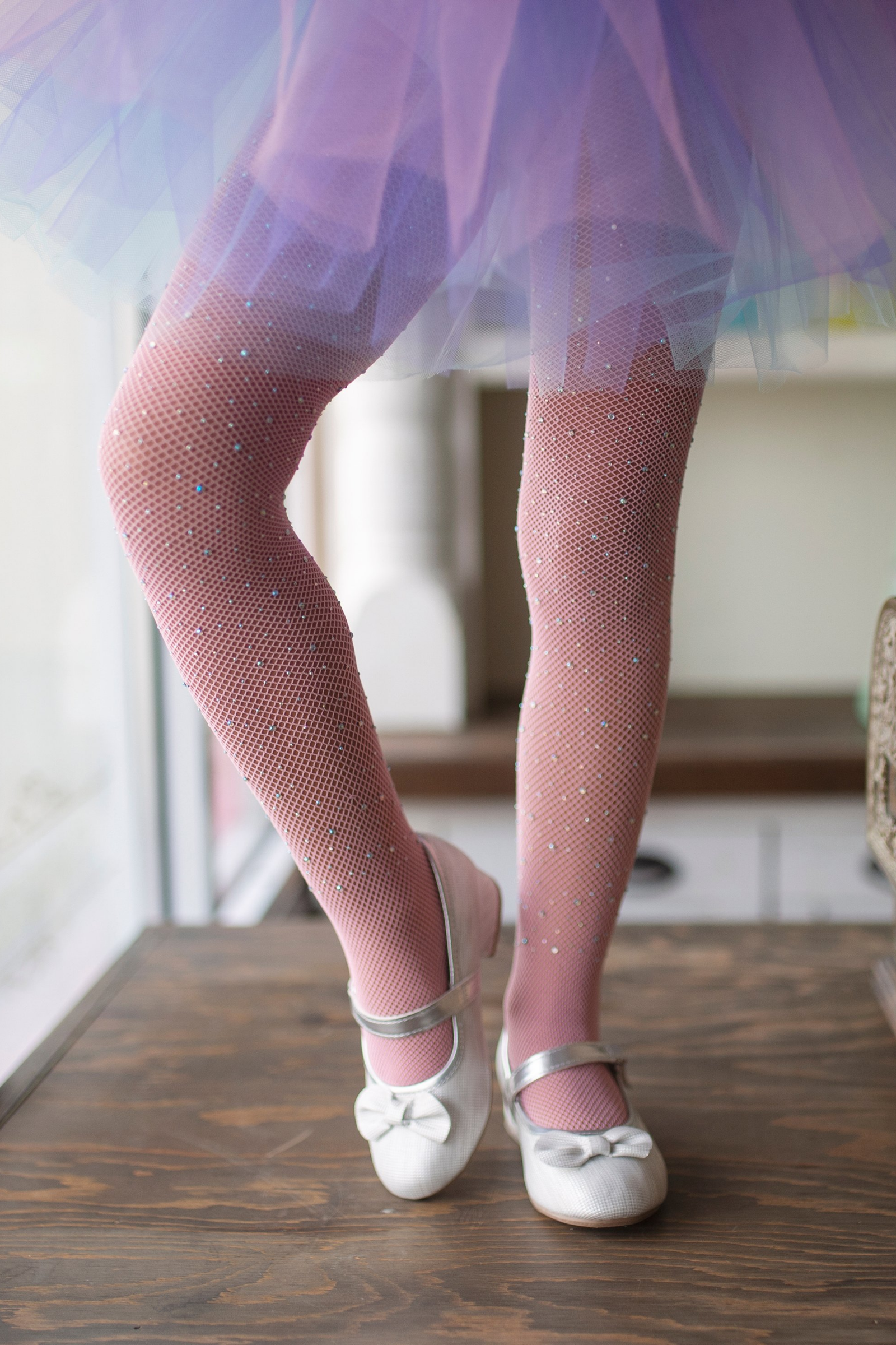Rhinestone Tights- Ombre Pink & White (One Size)