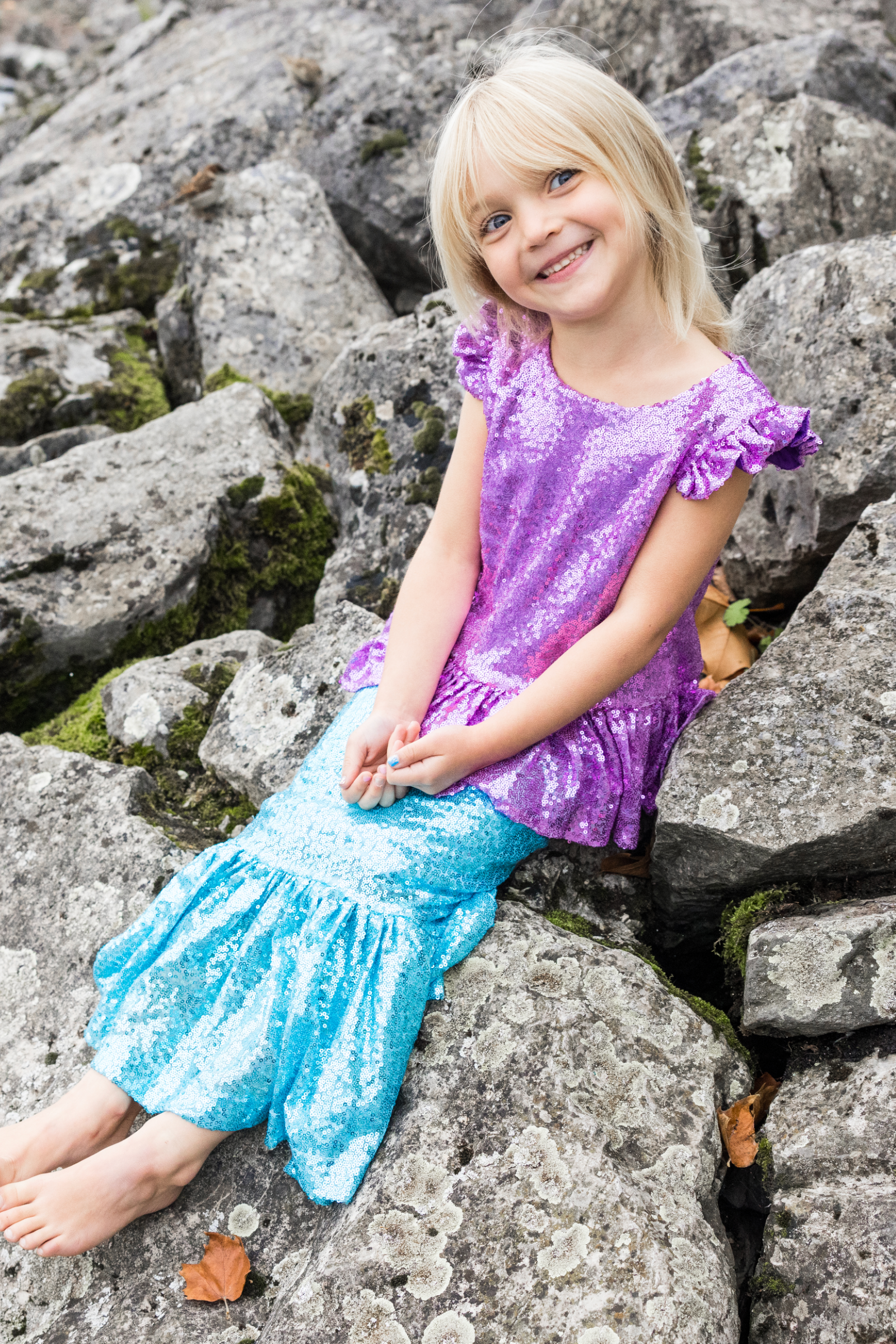 Sequins Sparkle Mermaid Top & Skirt Set