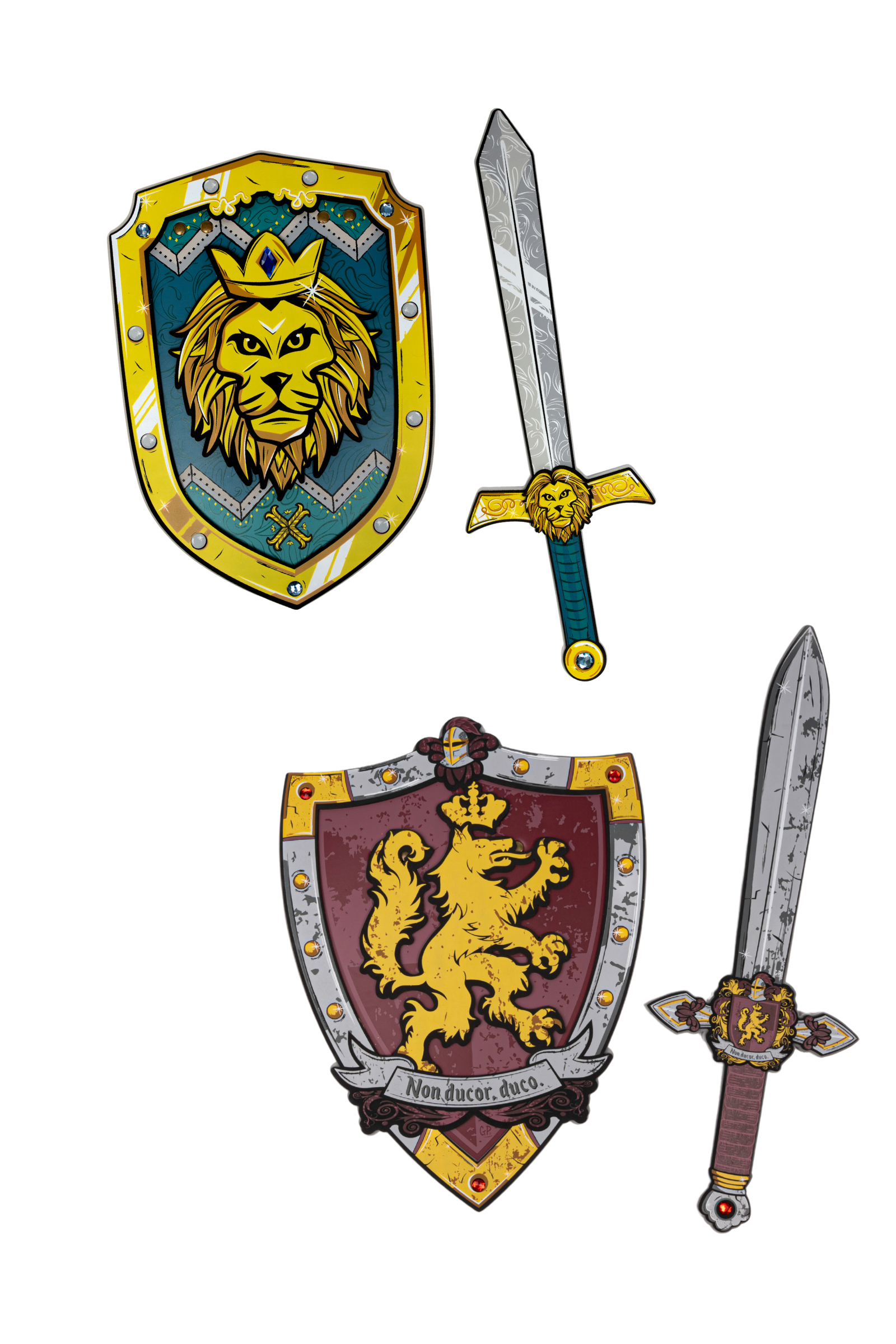 4 Piece Knights Honour Lionheart EVA Sword and Shield Bundle