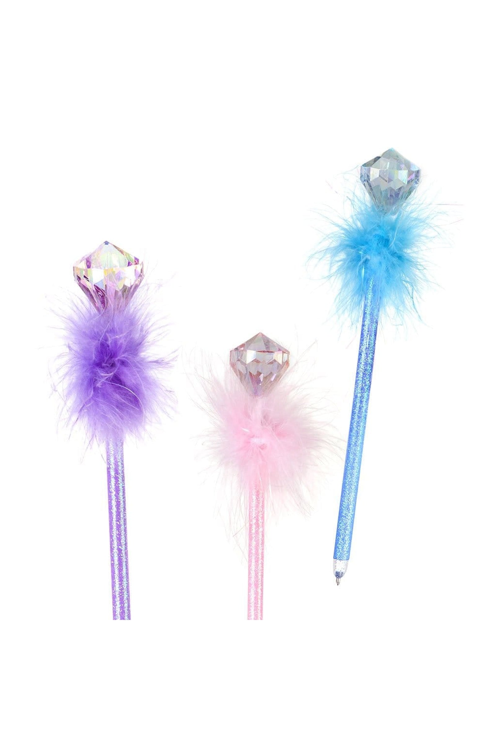 Diamond Gem Fluffy Pens, 4pcs Assorted