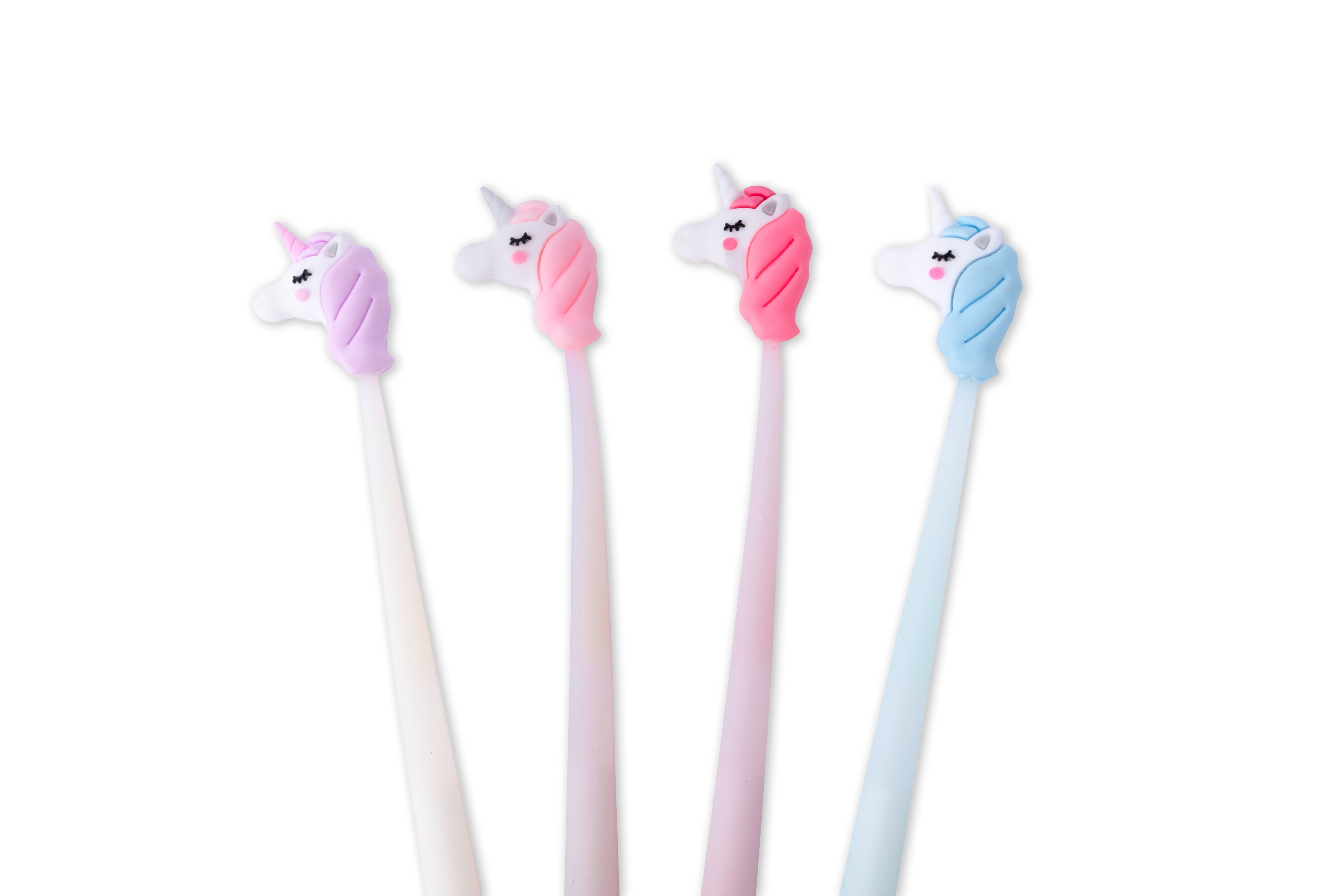 Unicorn Jiggle Wiggle Pens, 4pcs Assorted