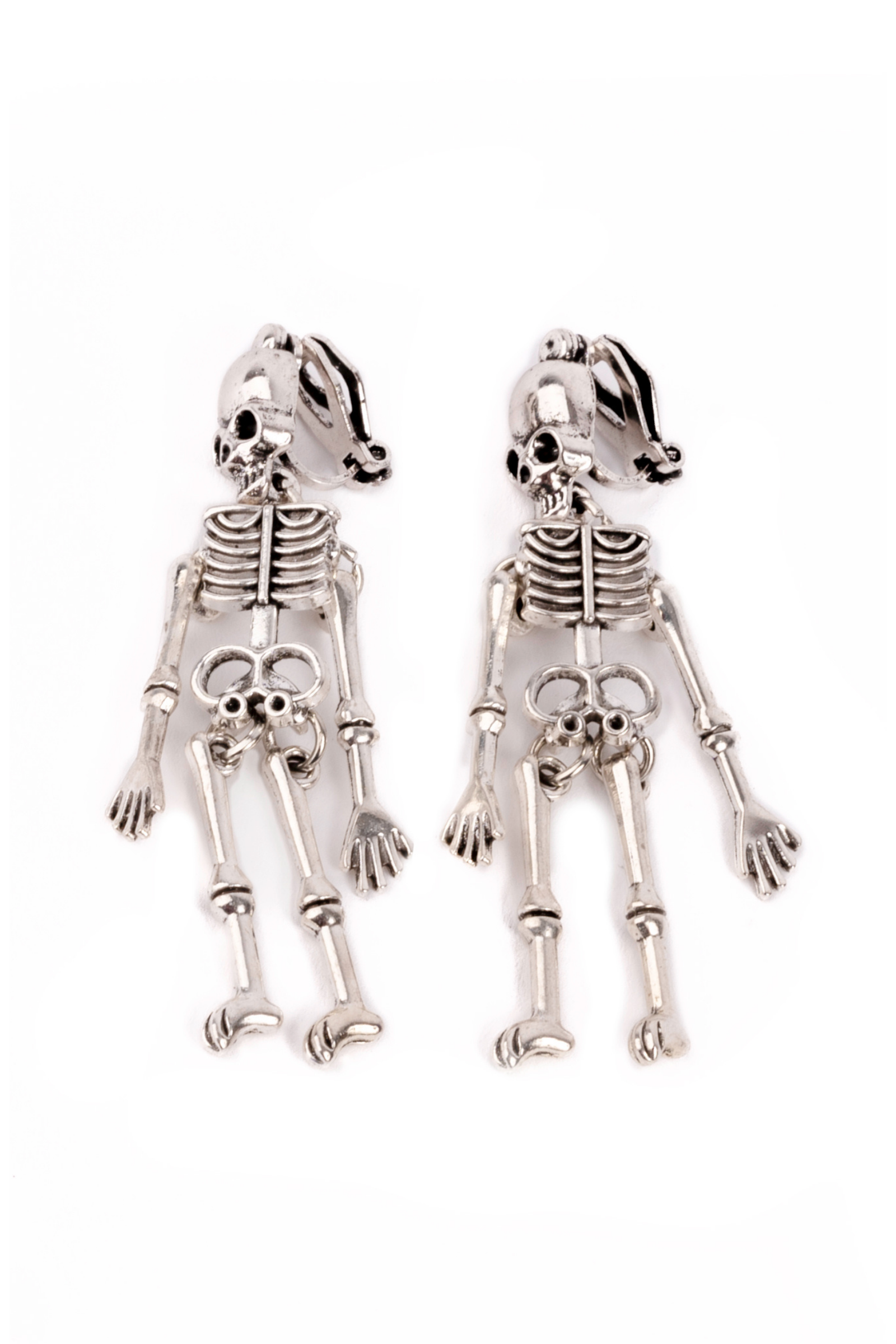 Spooky Scary Skeleton Clip On Earrings