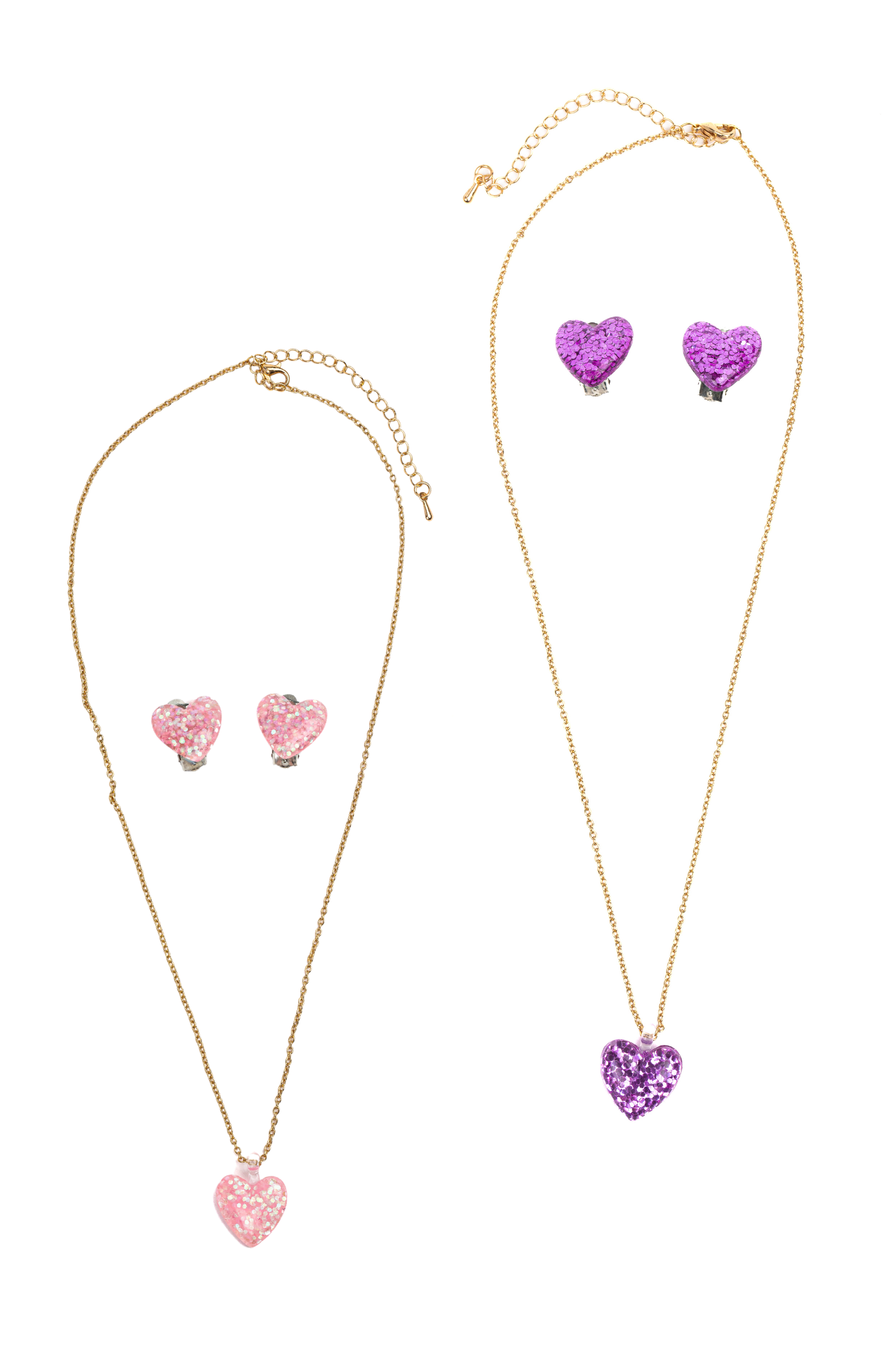 Boutique Glitter Heart Necklace Assortment