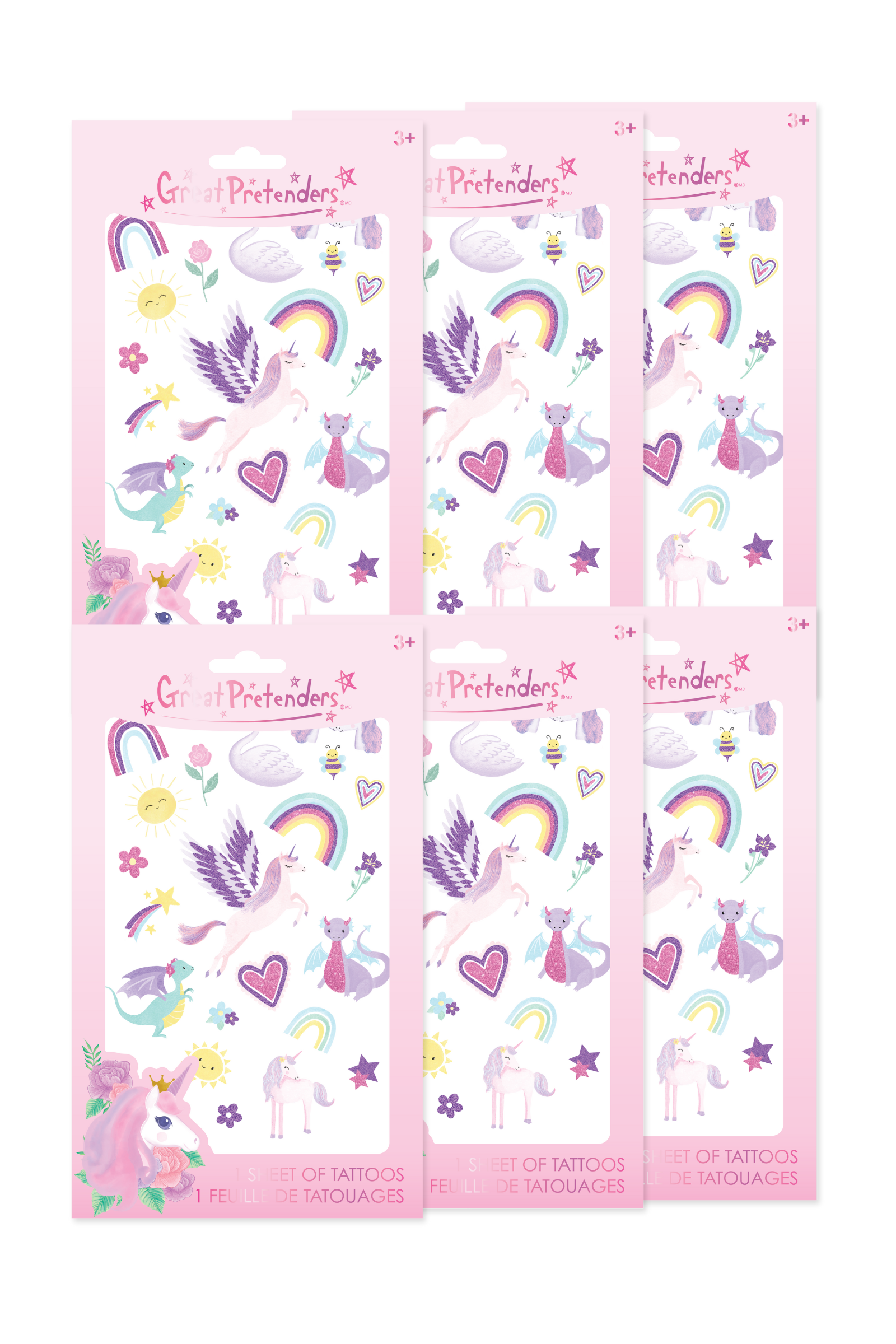 6 Packs of Unicorn Temporary Tattoos