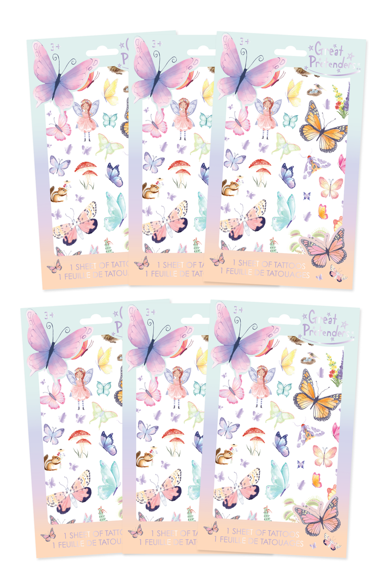 Float Like A Butterfly Tattoos, 6 pcs Bundle