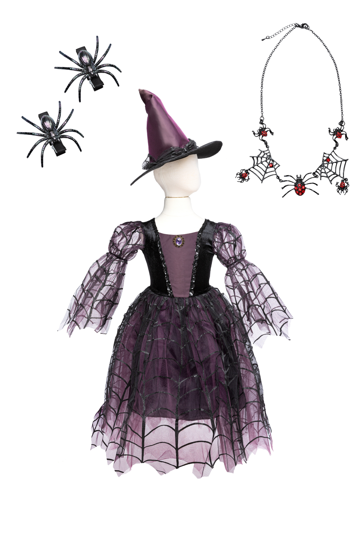 Spider Witch Dress, Hat & Accessories