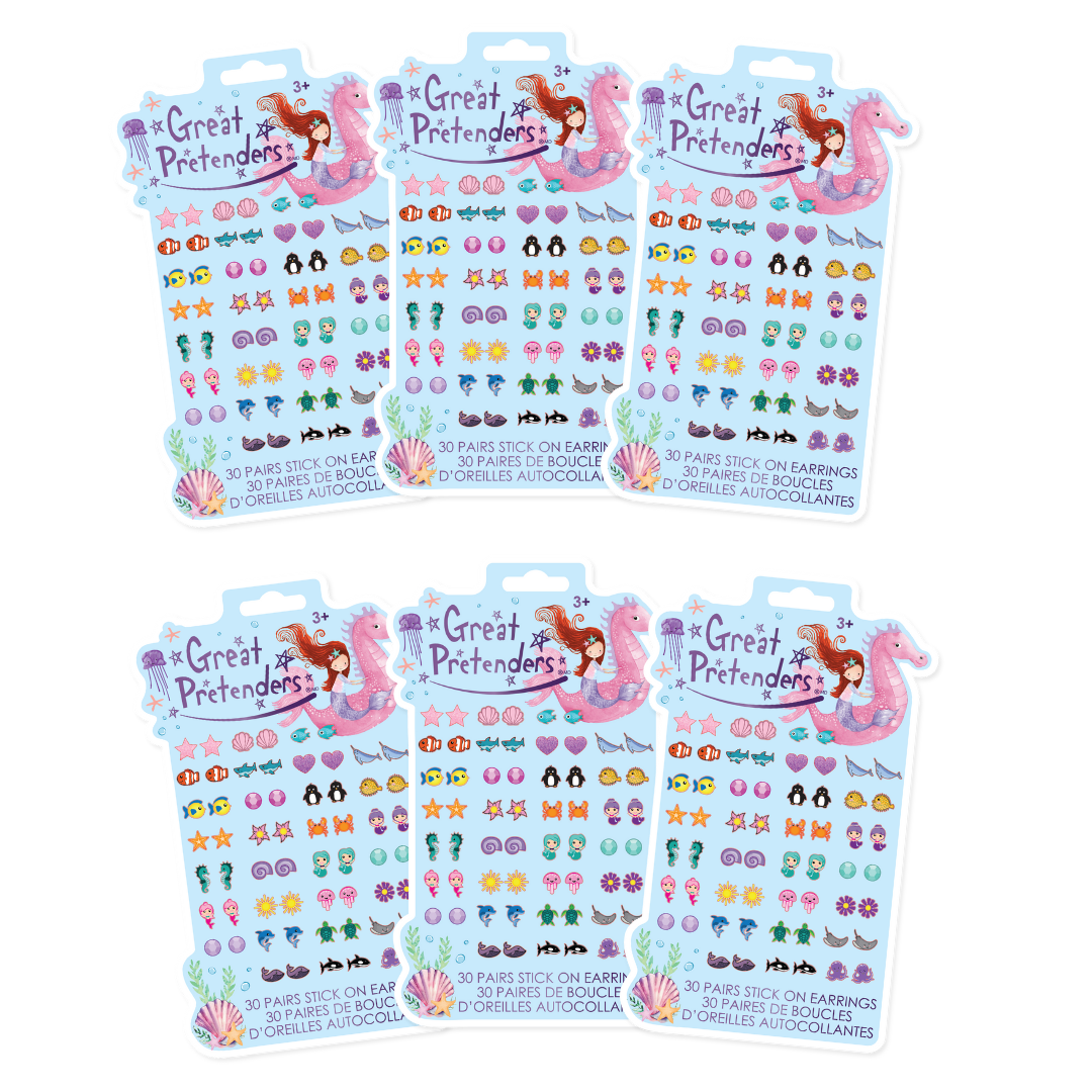 6 Packs of Mermaid Sticker Earrings
