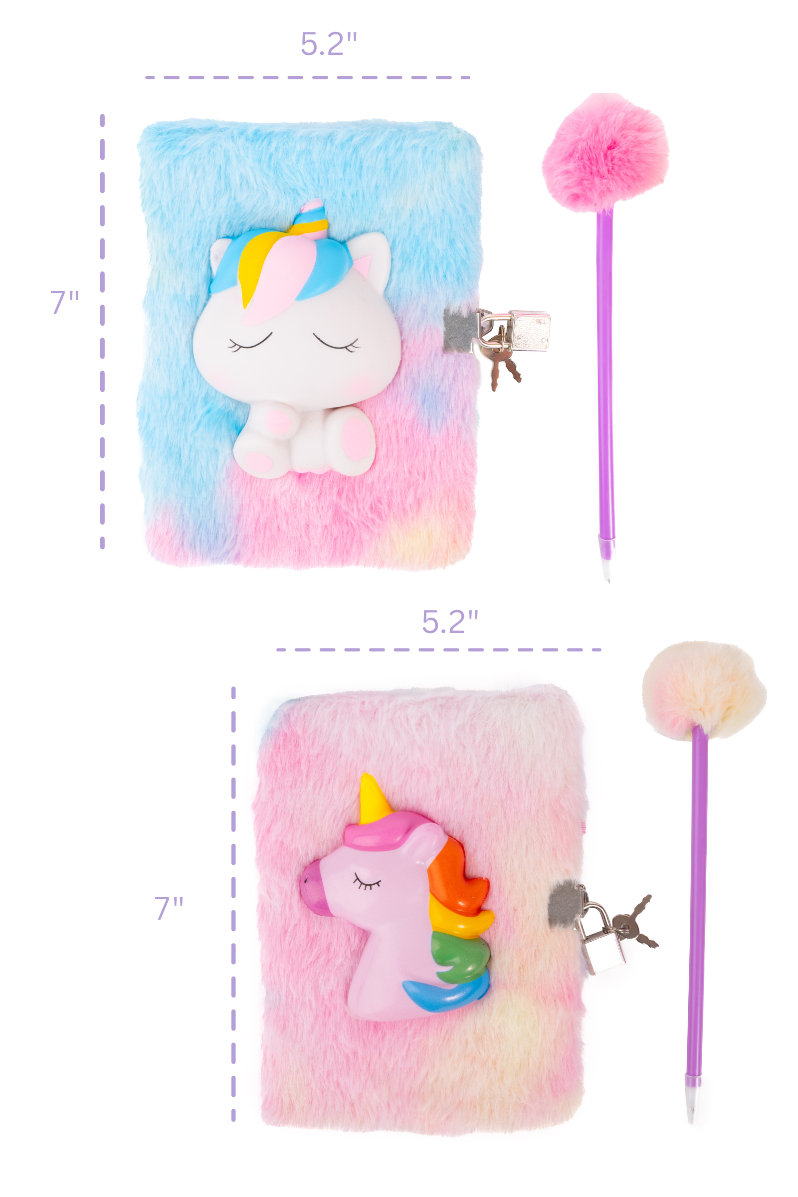 Furry Friends Squishy Journal, Unicorn 2pcs Assorted