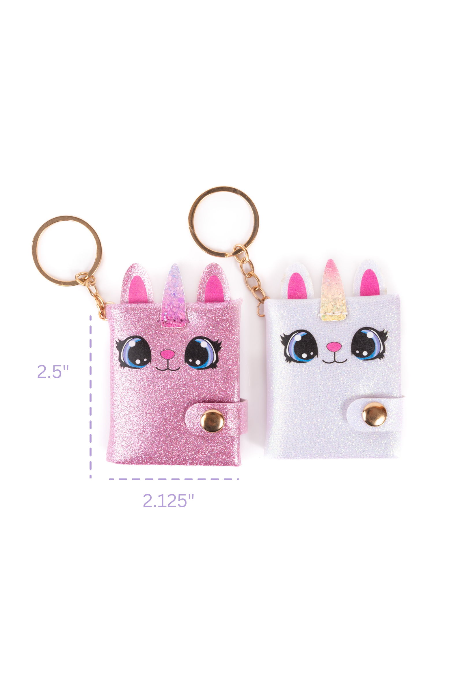 Mini Sparkly Friends Keychain Journal, Caticorn, 2pcs Assorted