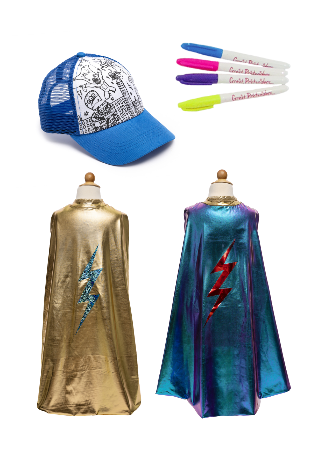 Blue Superhero Cape & Cap Bundle