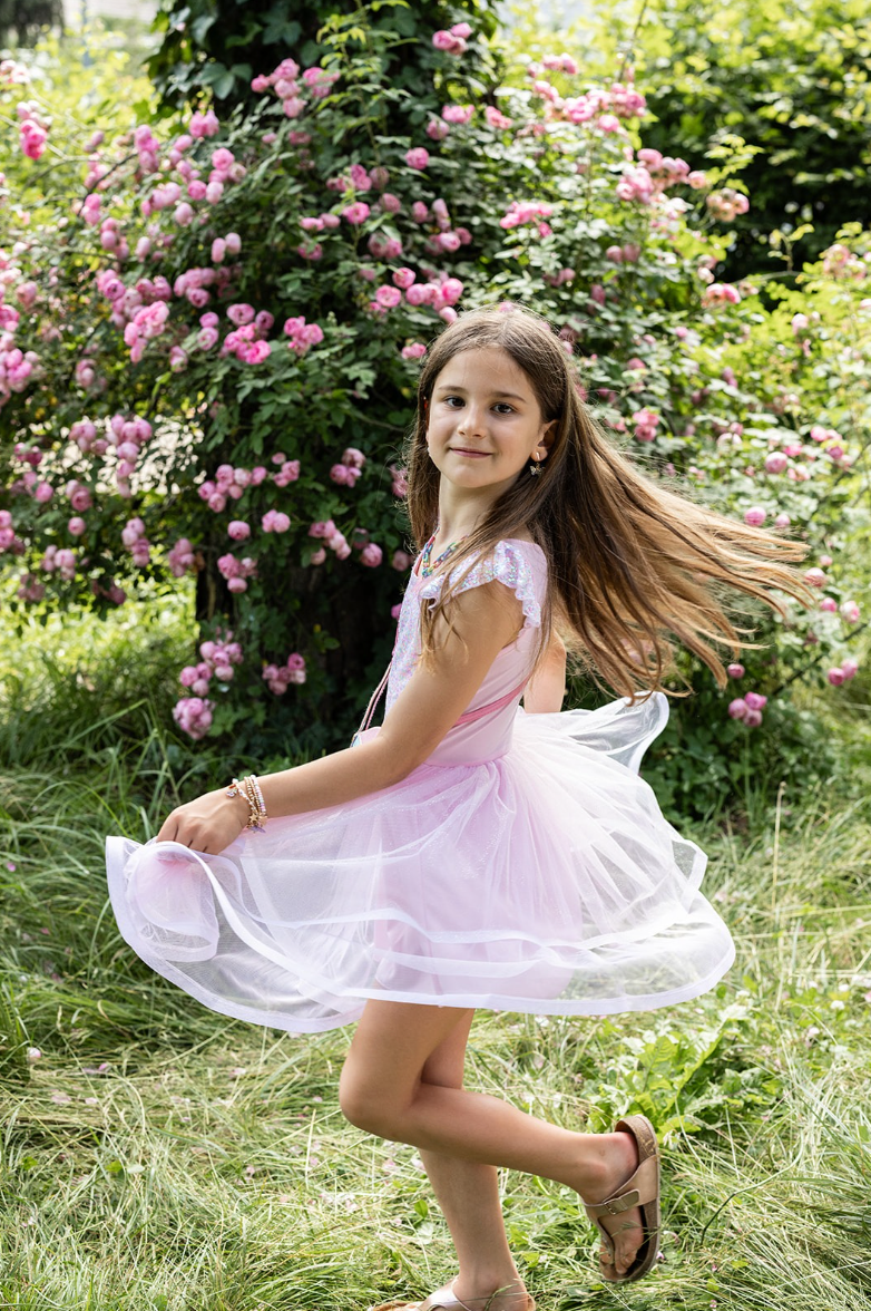 Pink Sequins Twirl Dress