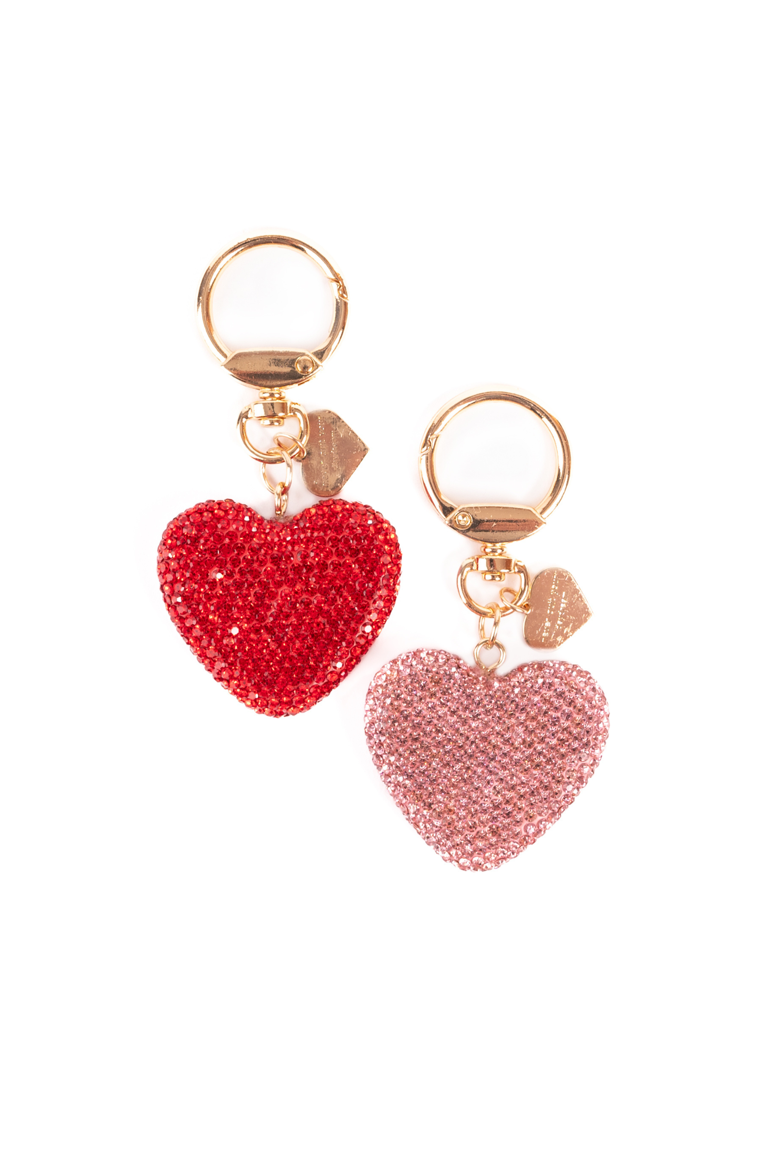 Sparkling Crystal Heart Bag Charm, 2pcs Assorted