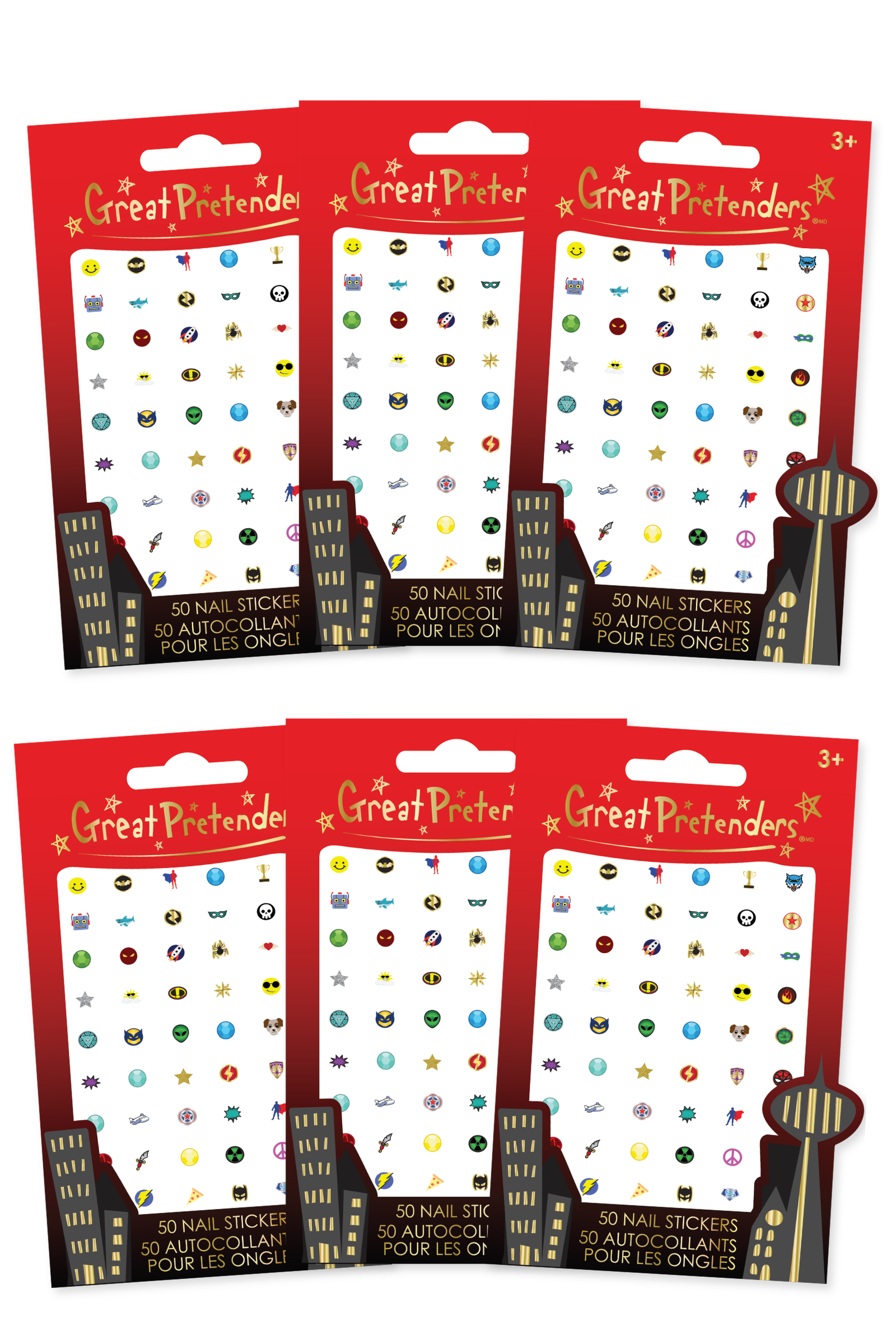 6 Packs Superhero Nail Stickers