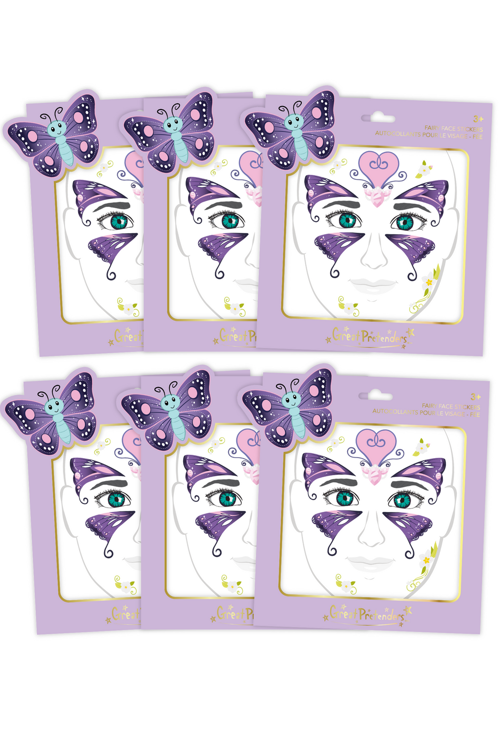 6 Packs of Unicorn Face Stickers