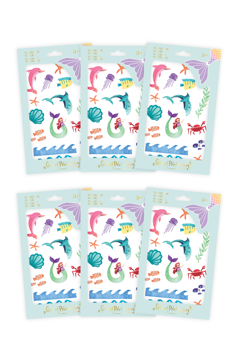 6 Packs of Mermaid Temporary Tattoos