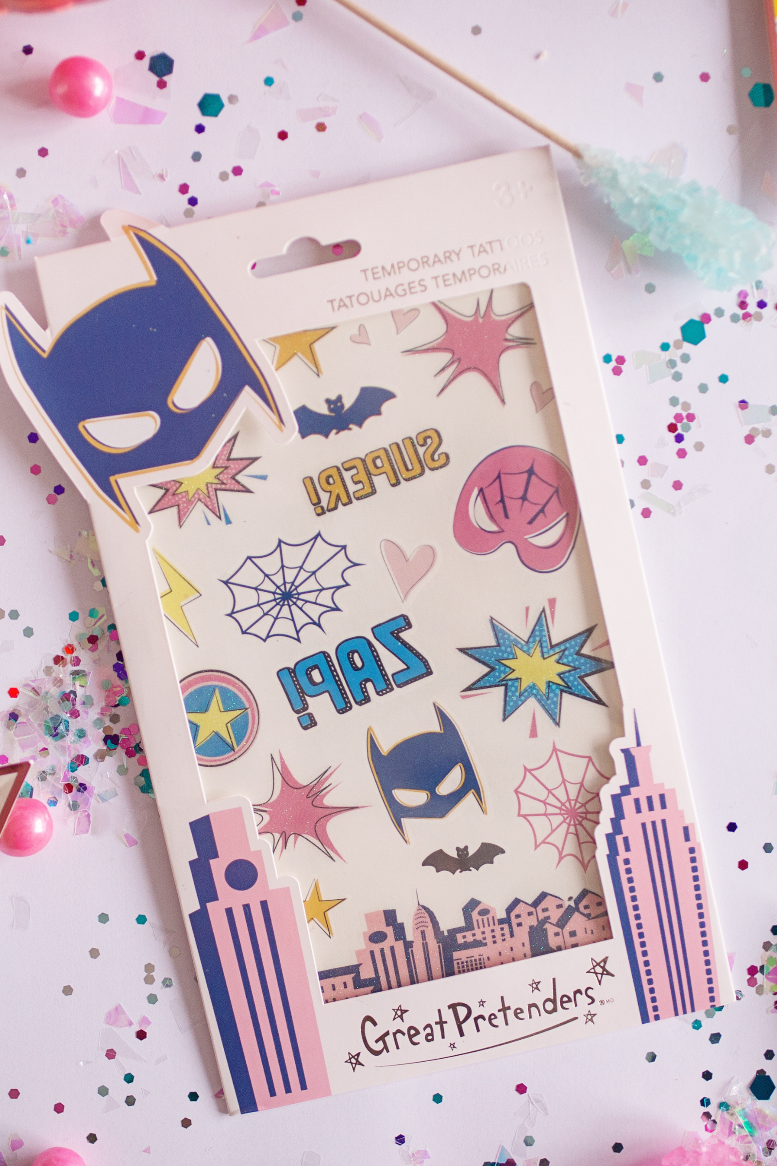 6 Packs of Superhero Star Temporary Tattoos