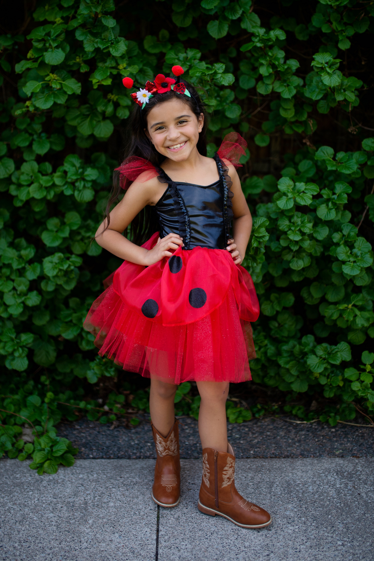 Ladybug Dress & Headband, Red/Black, Size 3-4 Size 3-4