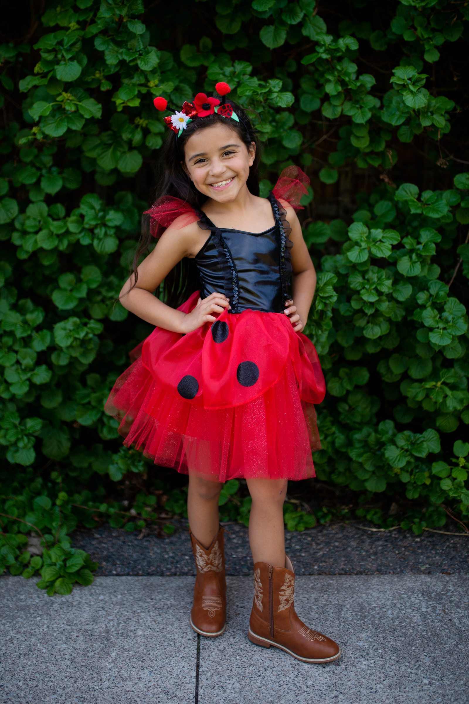 Ladybug Dress & Headband, Red/Black, Size 3-4 Size 3-4