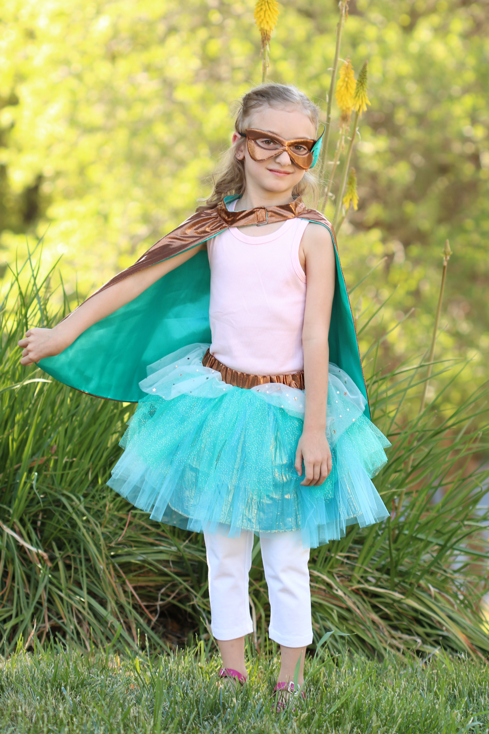 Super-duper Tutu/Cape/Mask, Copper & Teal